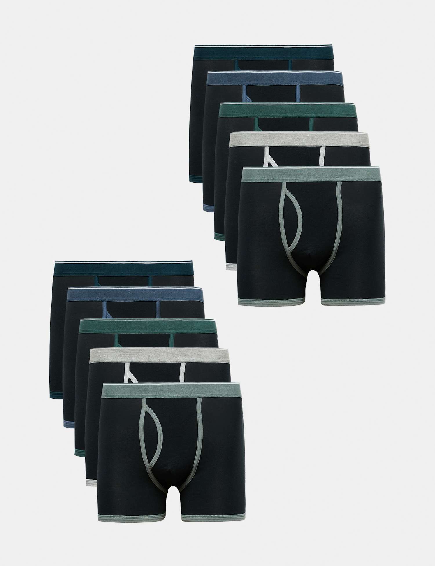 M&S 10 Pack Cotton Stretch Trunks Teal Mix