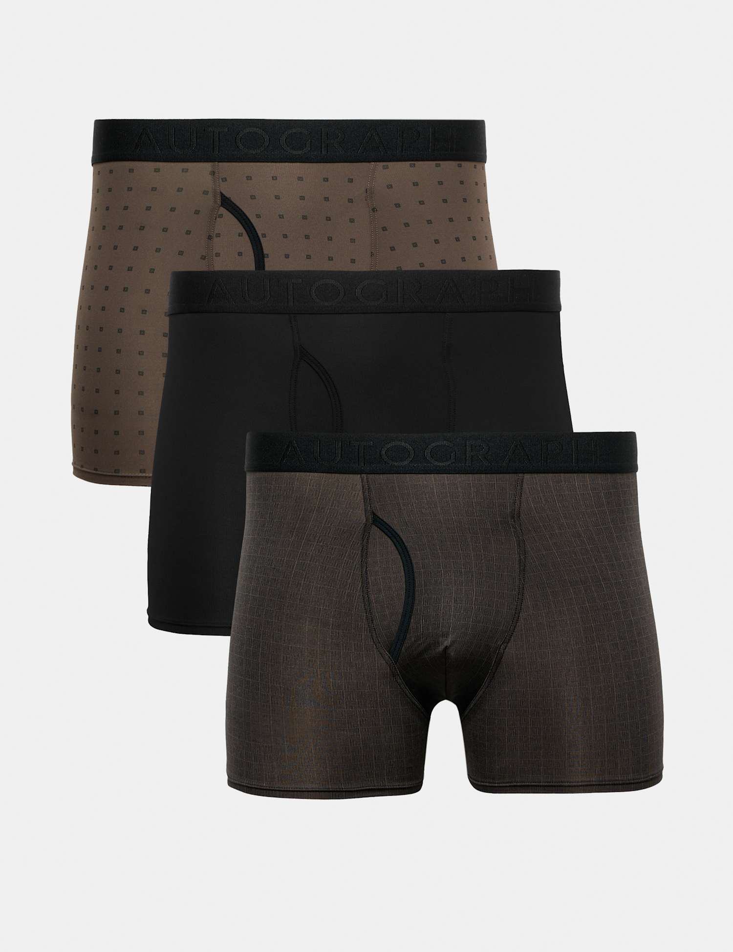 Autograph 3pk Microskin Printed Stretch Trunks Black Mix