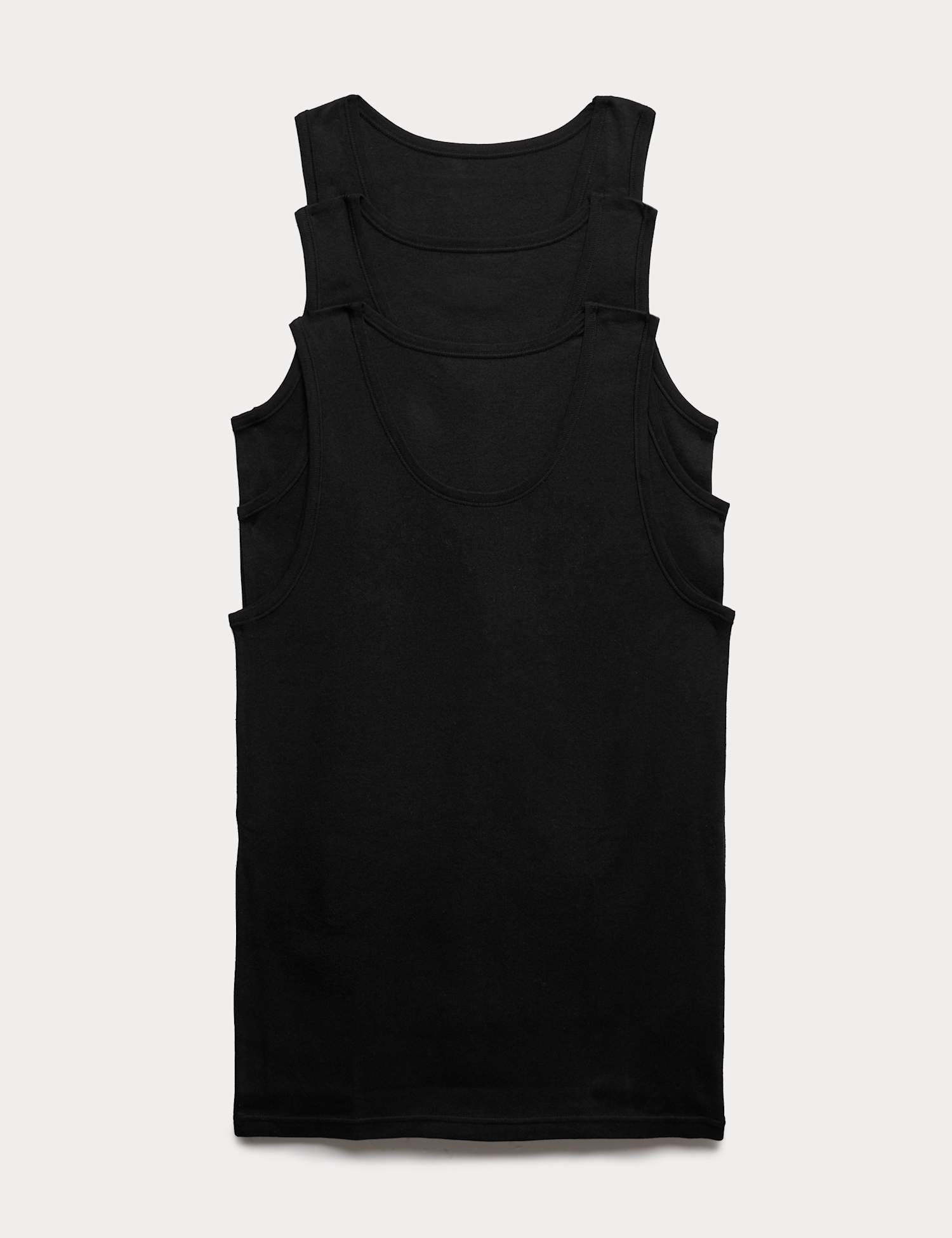 M&S 3 Pack Pure Cotton Sleeveless Vests Black