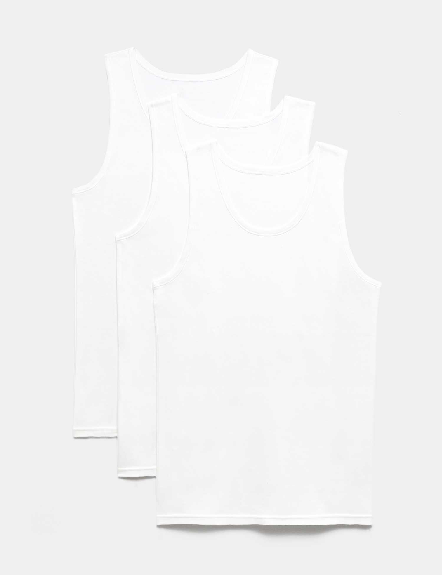 M&S 3 Pack Pure Cotton Sleeveless Vests White