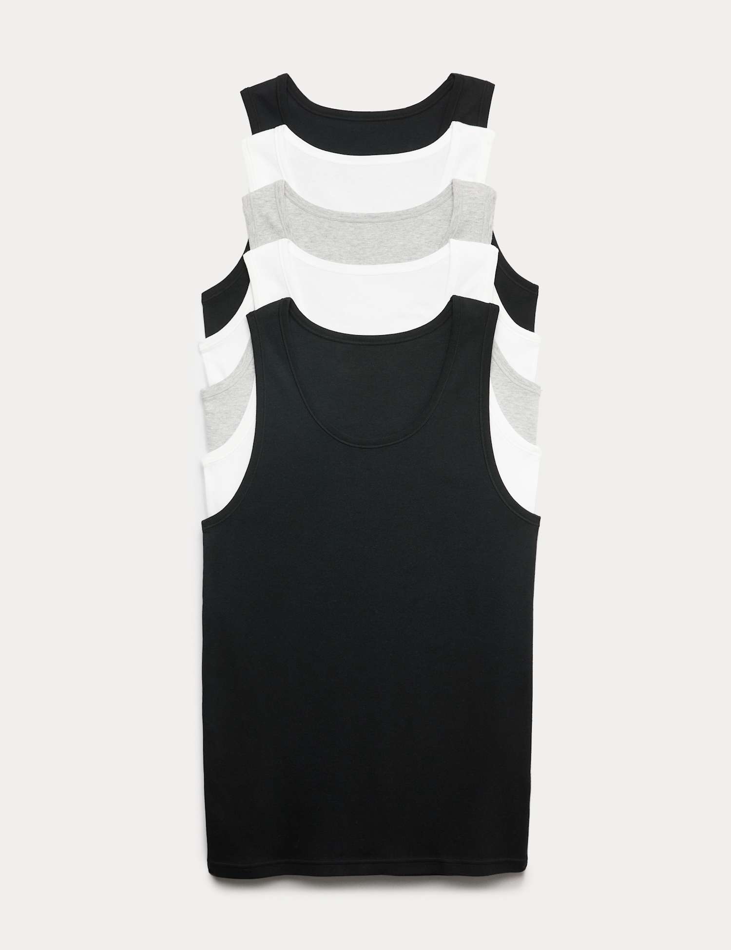 M&S 5 Pack Pure Cotton Sleeveless Vests Black/Grey