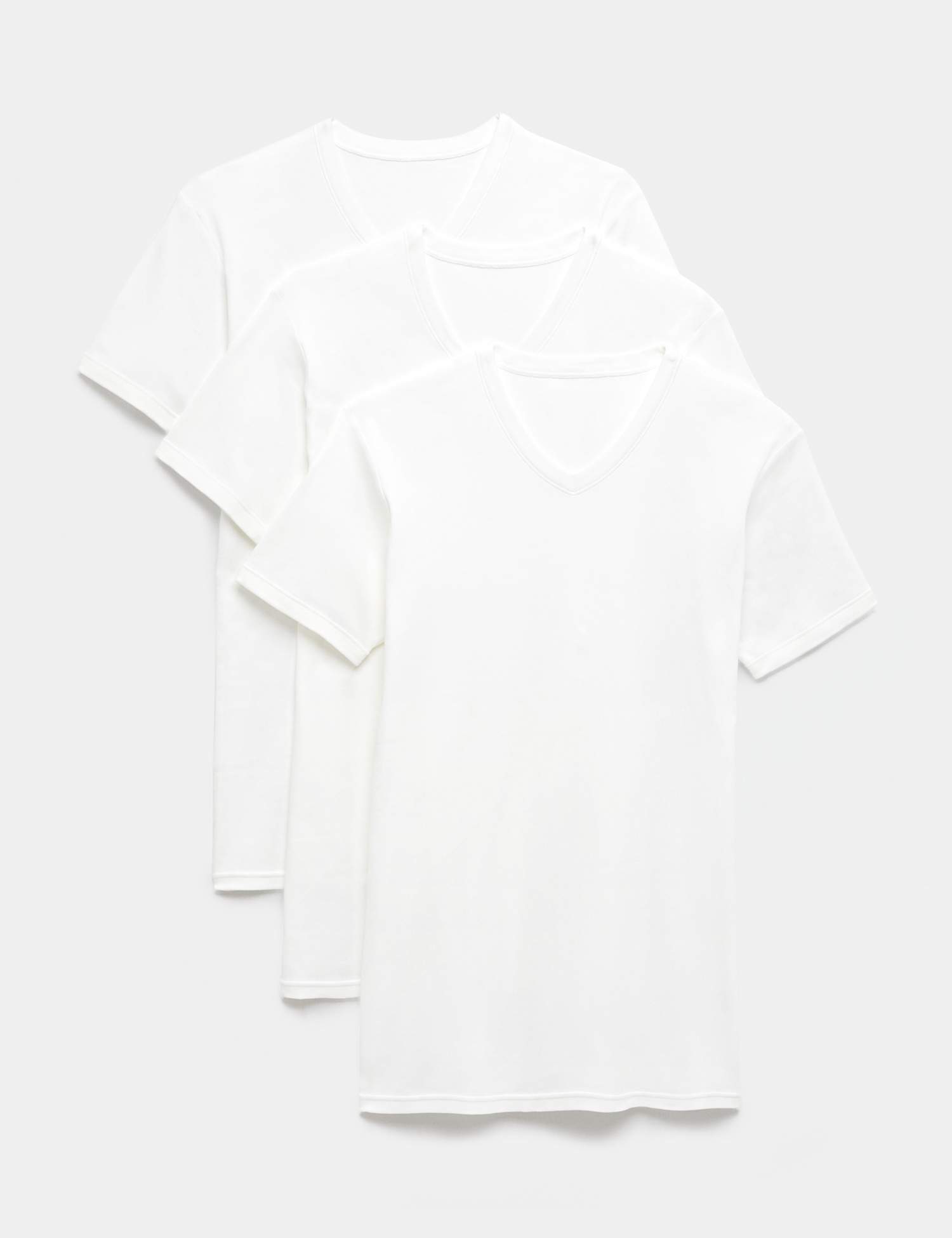 M&S 3 Pack Pure Cotton V-Neck T-Shirt Vests White