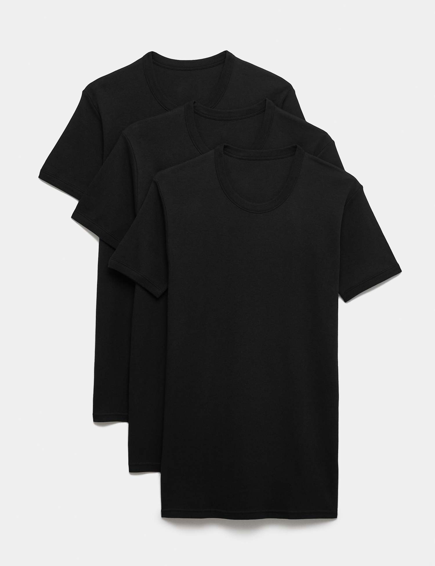 M&S 3 Pack Pure Cotton T-Shirt Vests Black