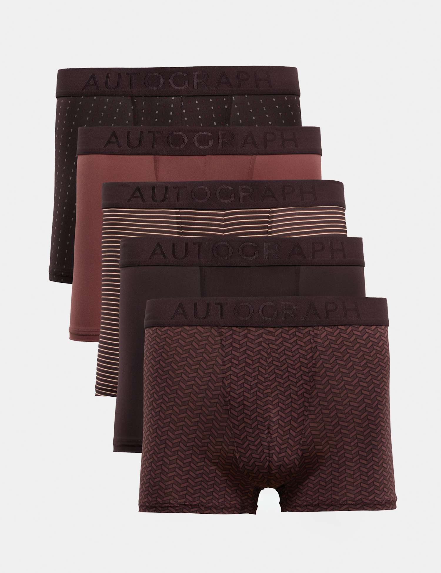 Autograph 5pk Microskin Geometric Hipsters Burgundy Mix