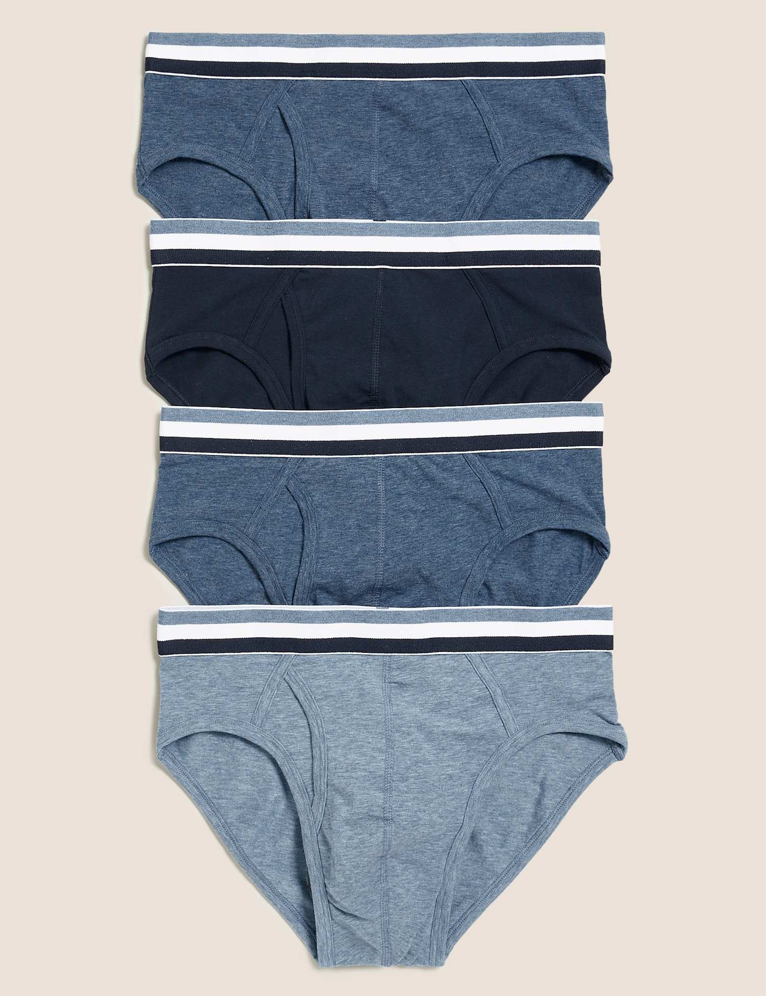 M&S 4 Pack Cotton Cool & Fresh� Briefs Denim Mix