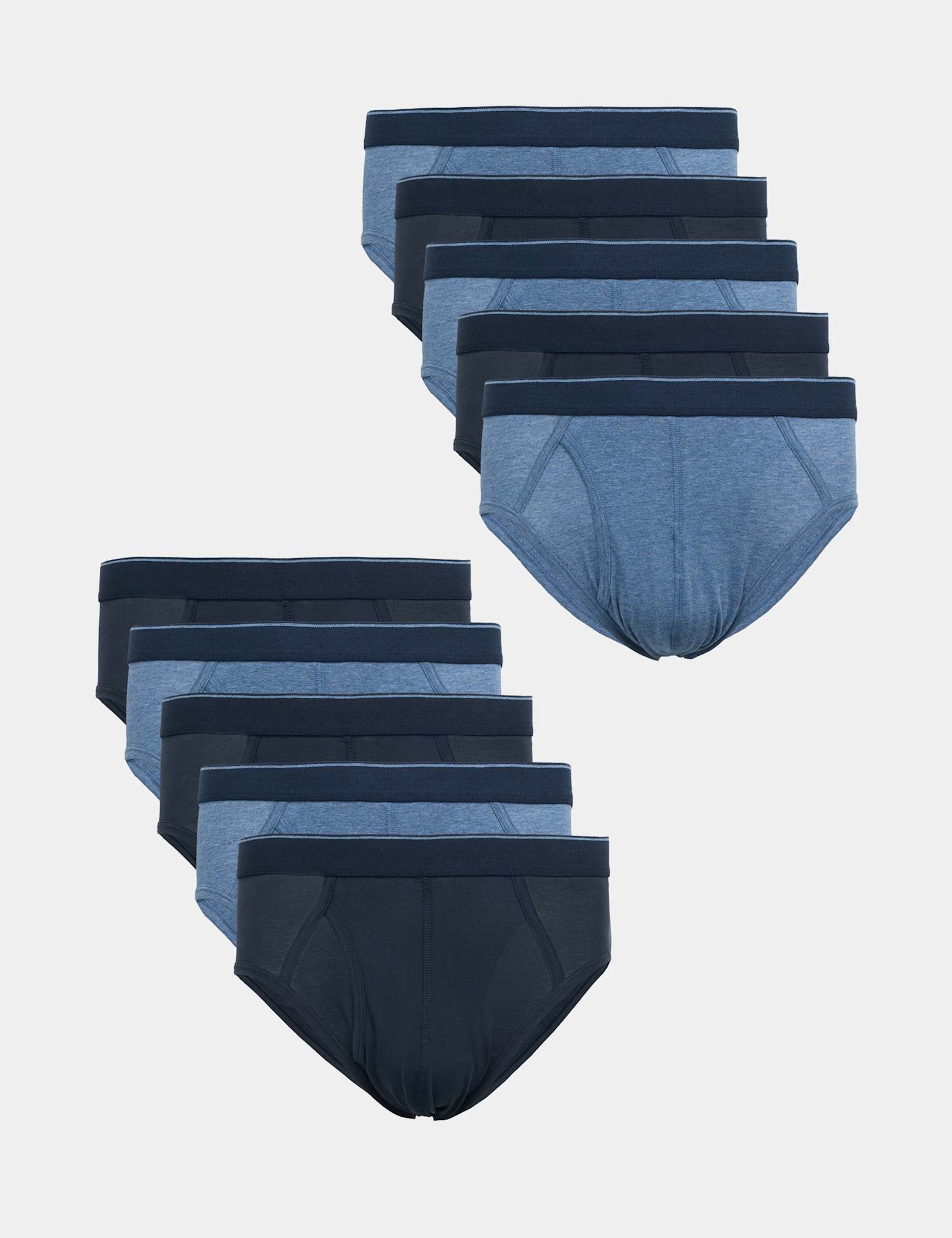 M&S 10 Pack Cotton Stretch Cool & Fresh� Briefs Navy Mix
