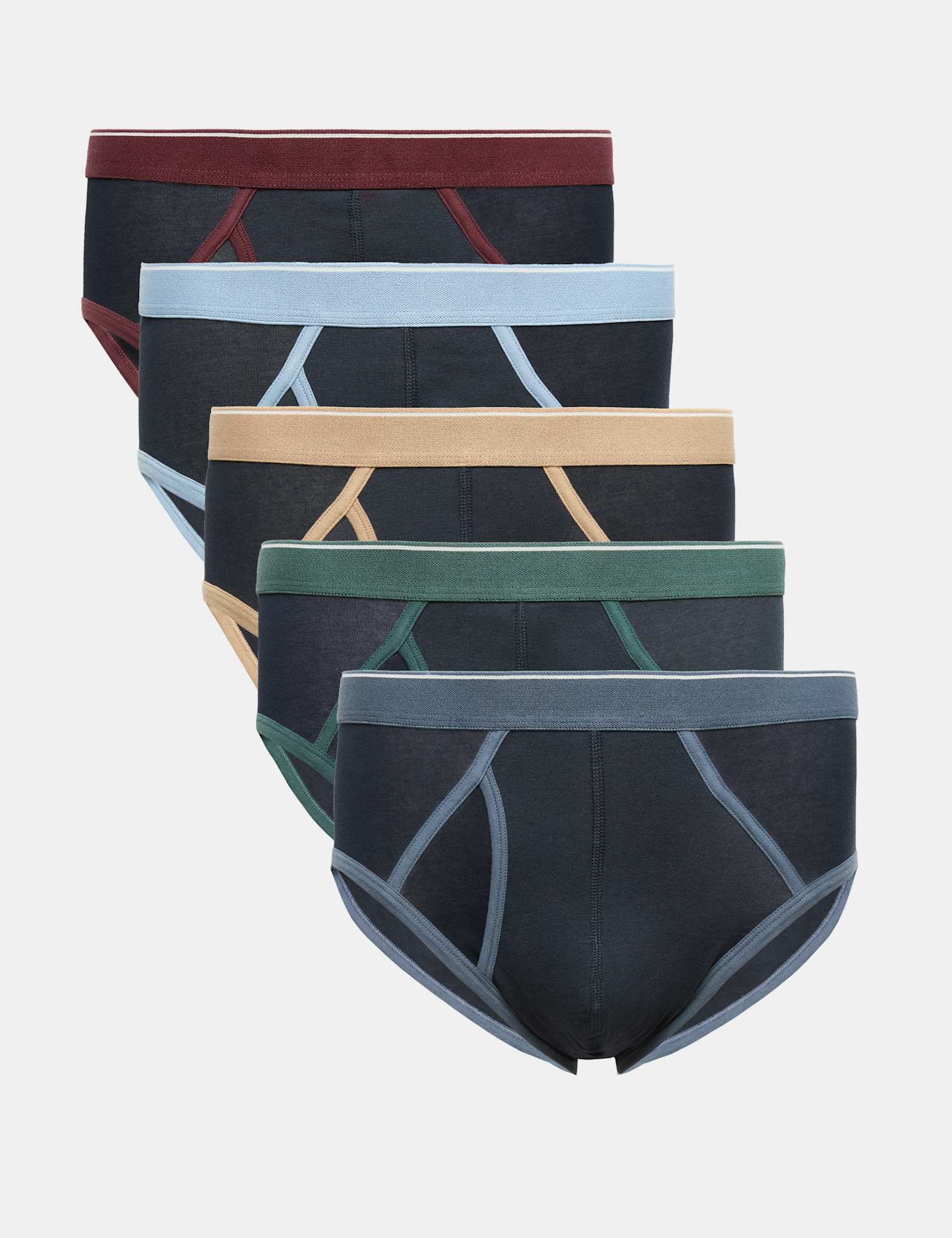 M&S 5 Pack Cotton Stretch Briefs Black Mix