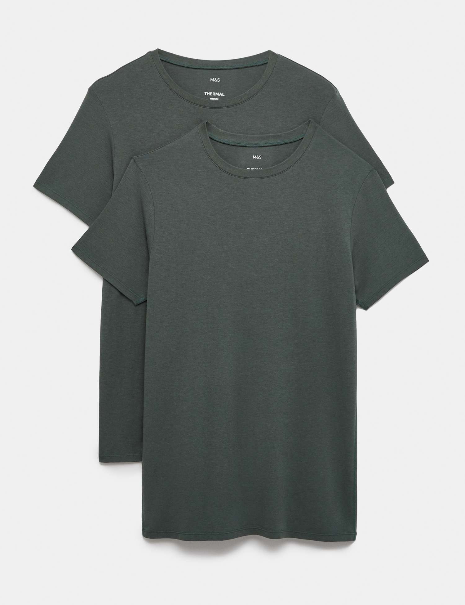 M&S 2 Pack Heatgen� Light Thermal Short Sleeve Tops Cedar