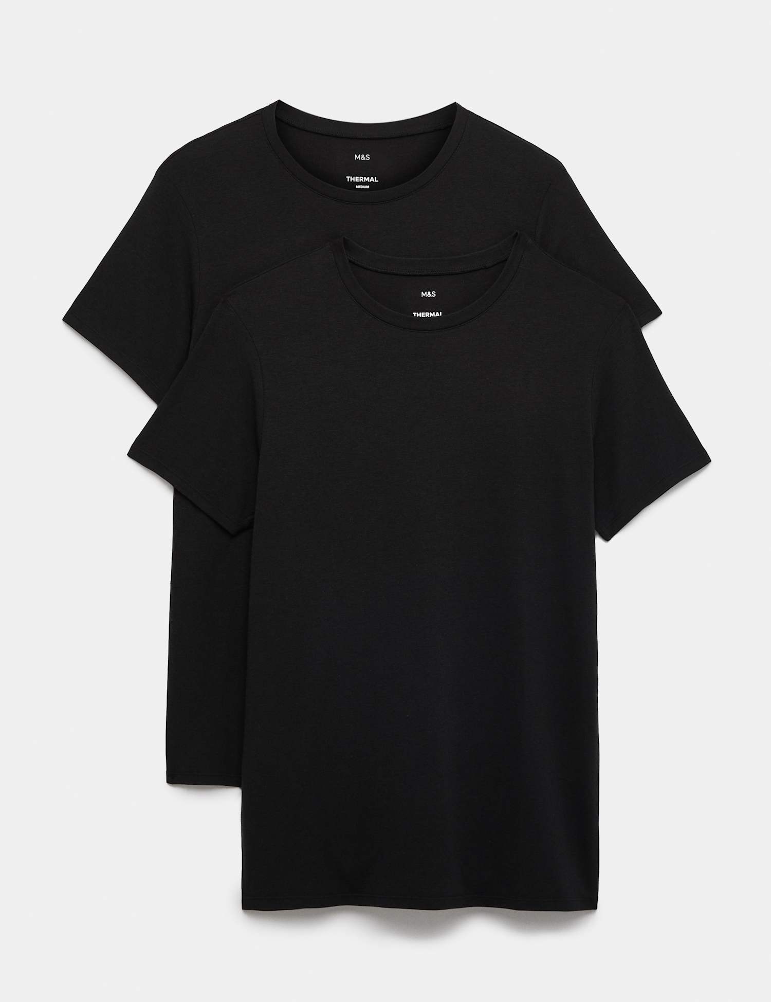 M&S 2 Pack Heatgen� Light Thermal Short Sleeve Tops Black