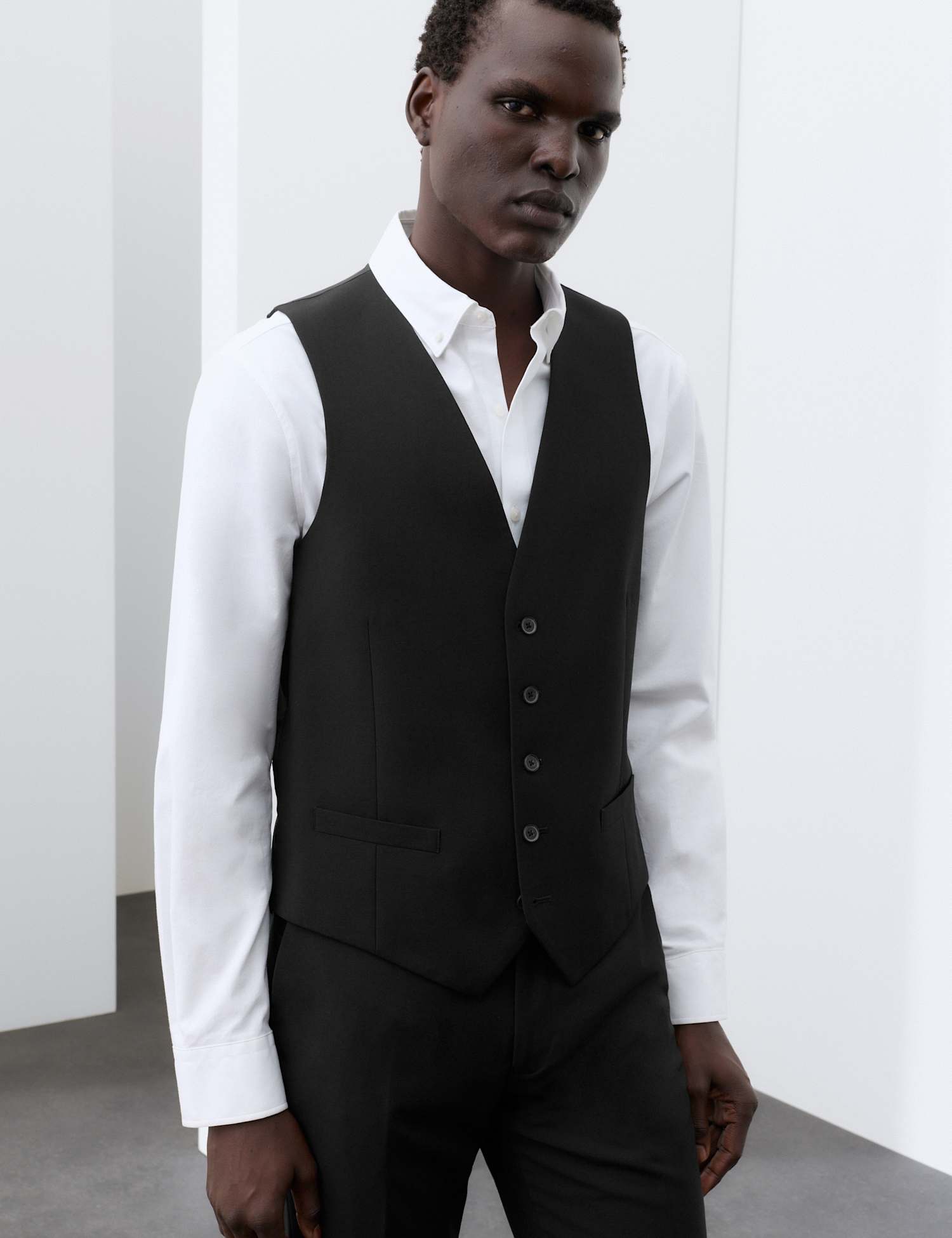 Autograph Wool Rich Performance Waistcoat Black