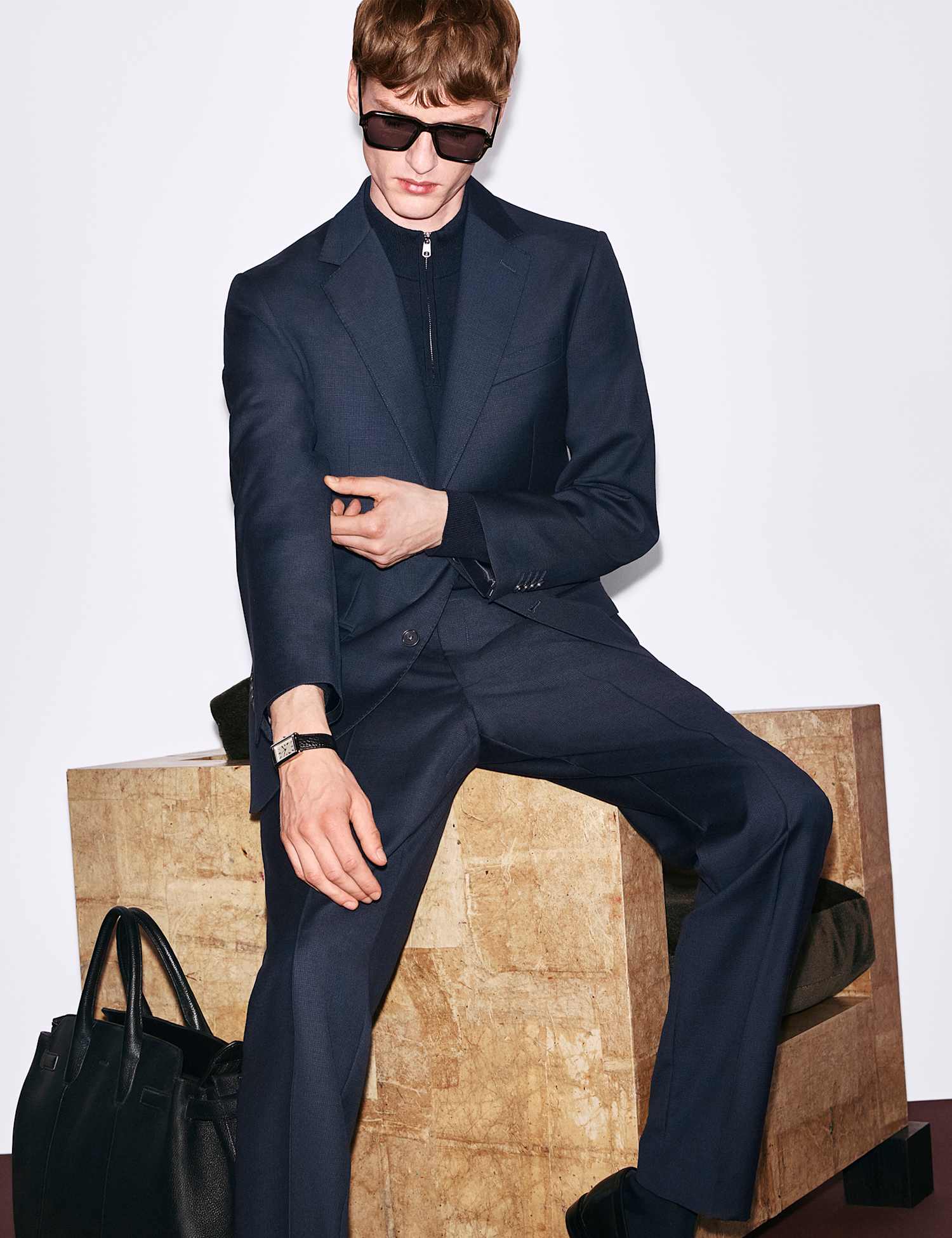 Autograph Tailored Fit Pure Merino Wool Trouser Navy