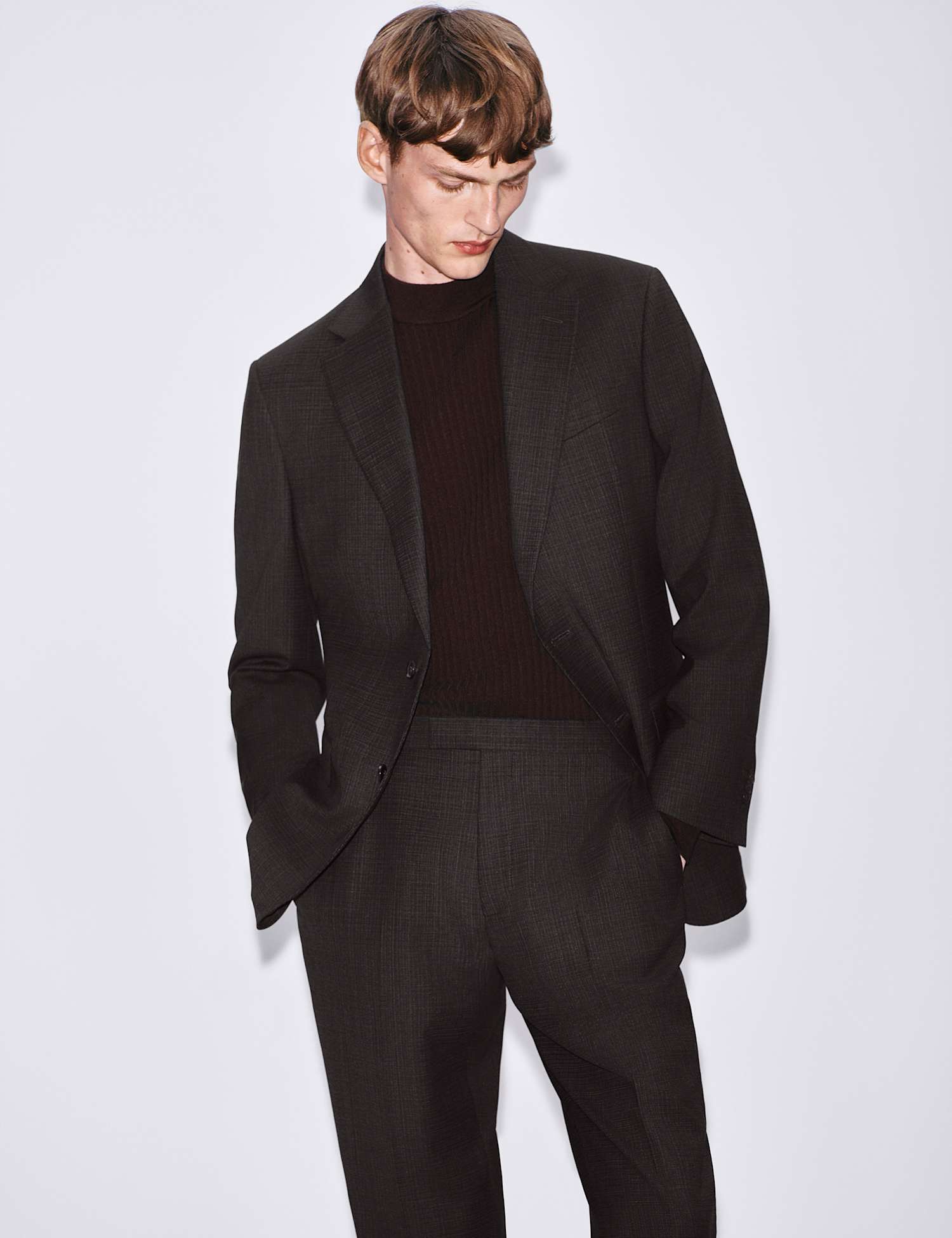 Autograph Tailored Fit Wool Blend Suit Jacket Teak