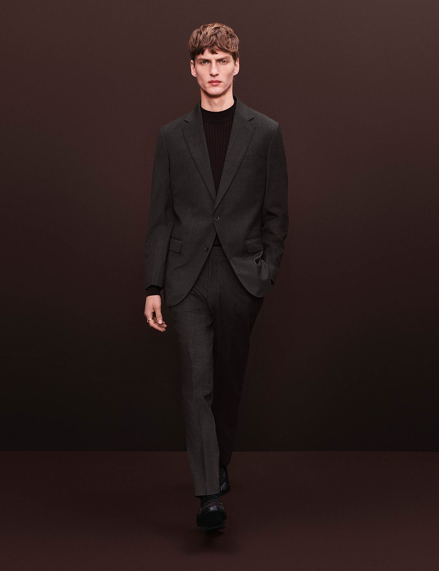 Autograph Tailored Fit Wool Blend Suit Trousers Teak