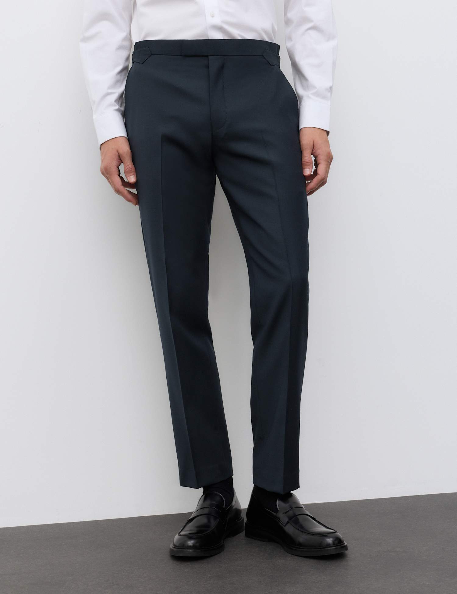 Autograph Tailored Fit Wool Rich Trousers with Mohair Dark Navy