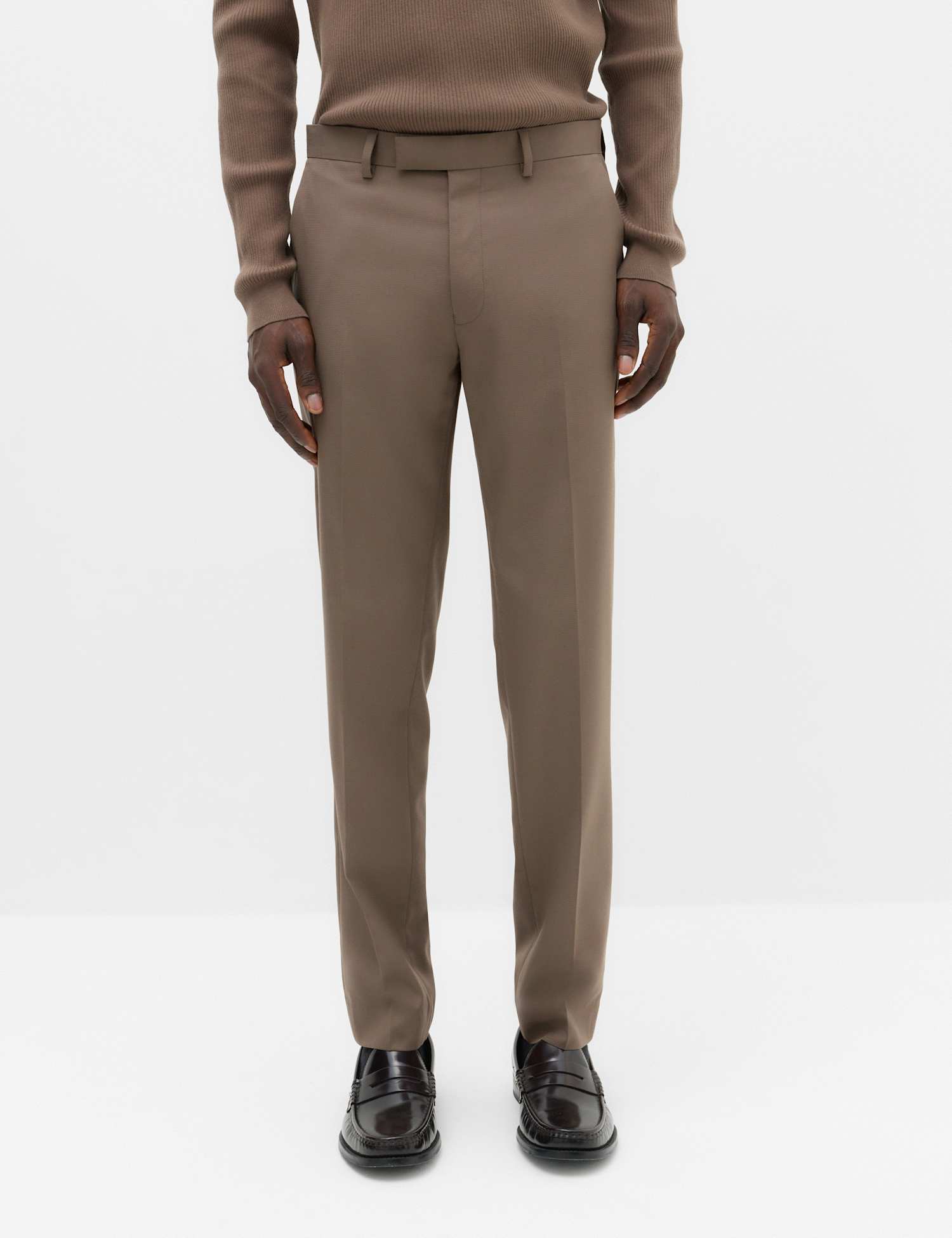 M&S Tailored Fit Textured Suit Trousers Mushroom