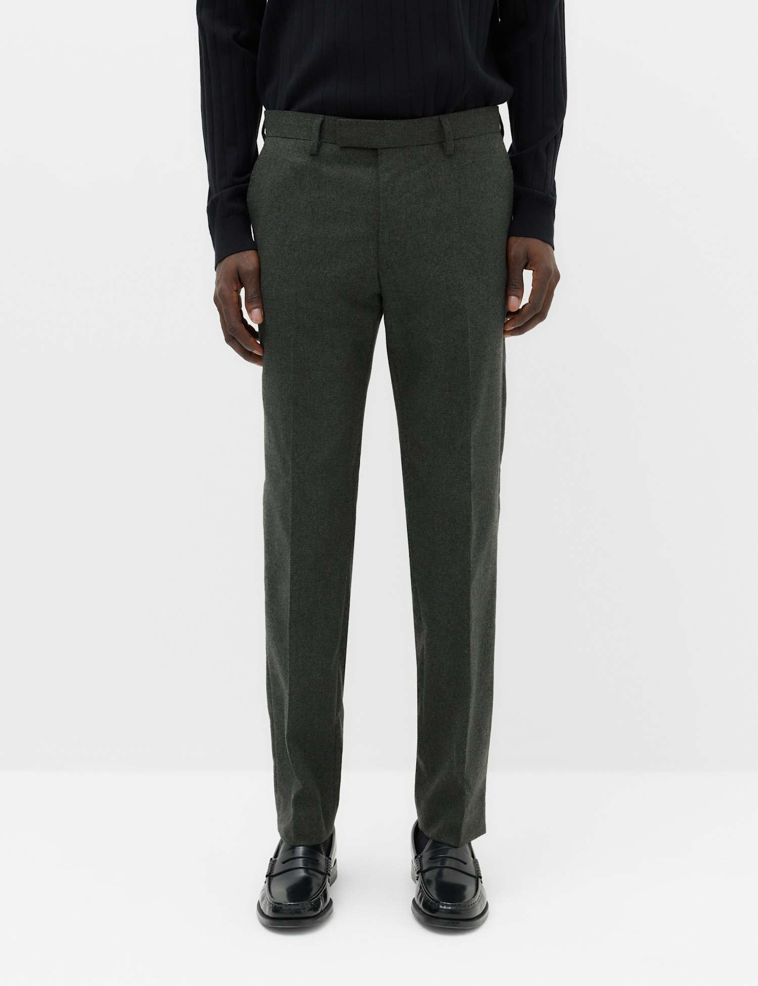 M&S Regular Fit Wool Rich Tweed Check Suit Trousers Dark Evergreen