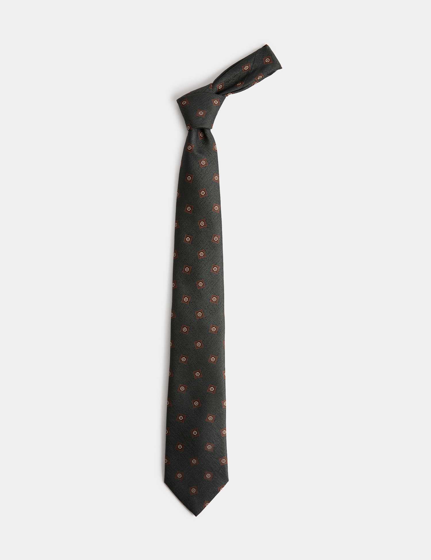 M&S Square Medallion Tie Green
