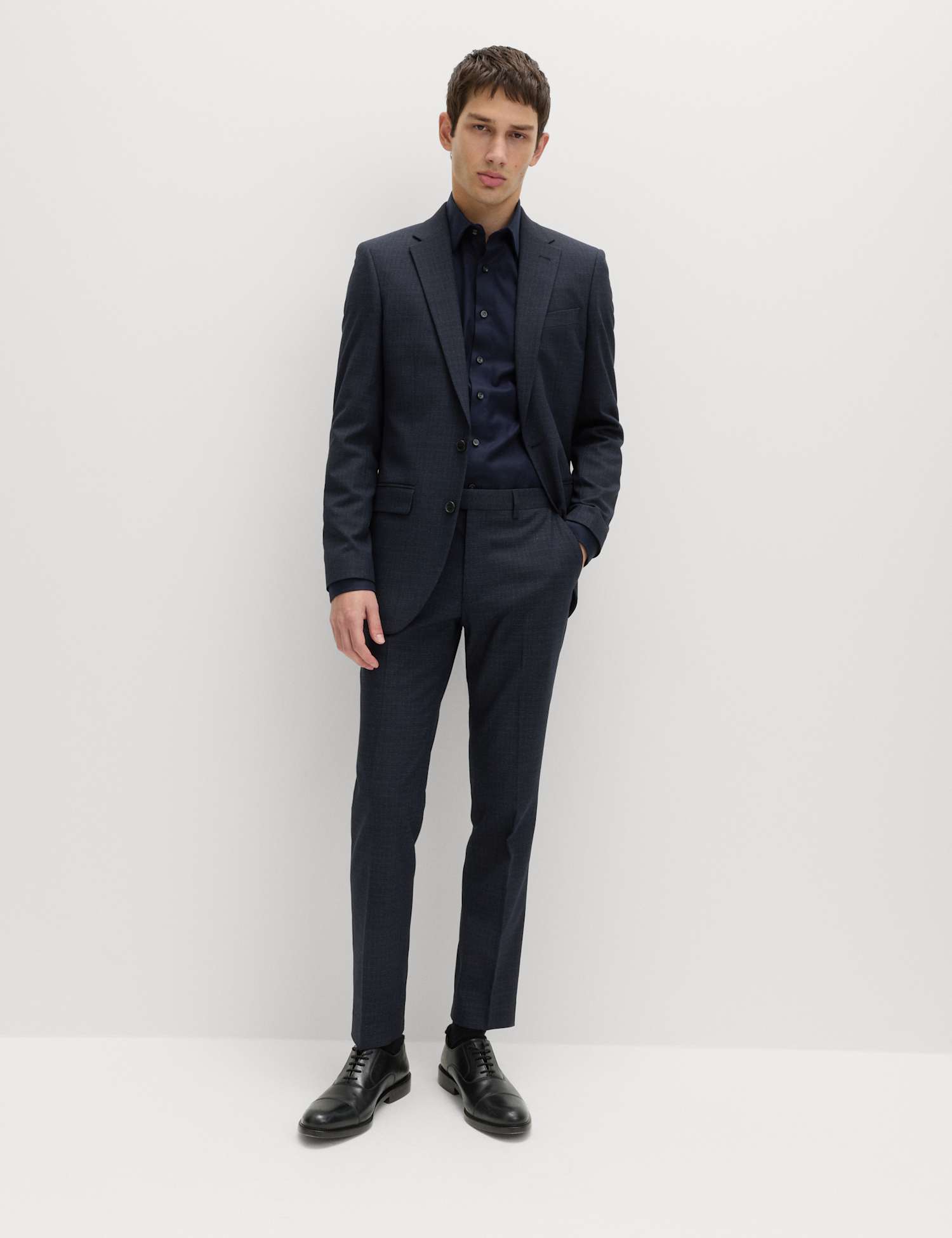 M&S Skinny Fit Textured Stretch Suit Trousers Navy