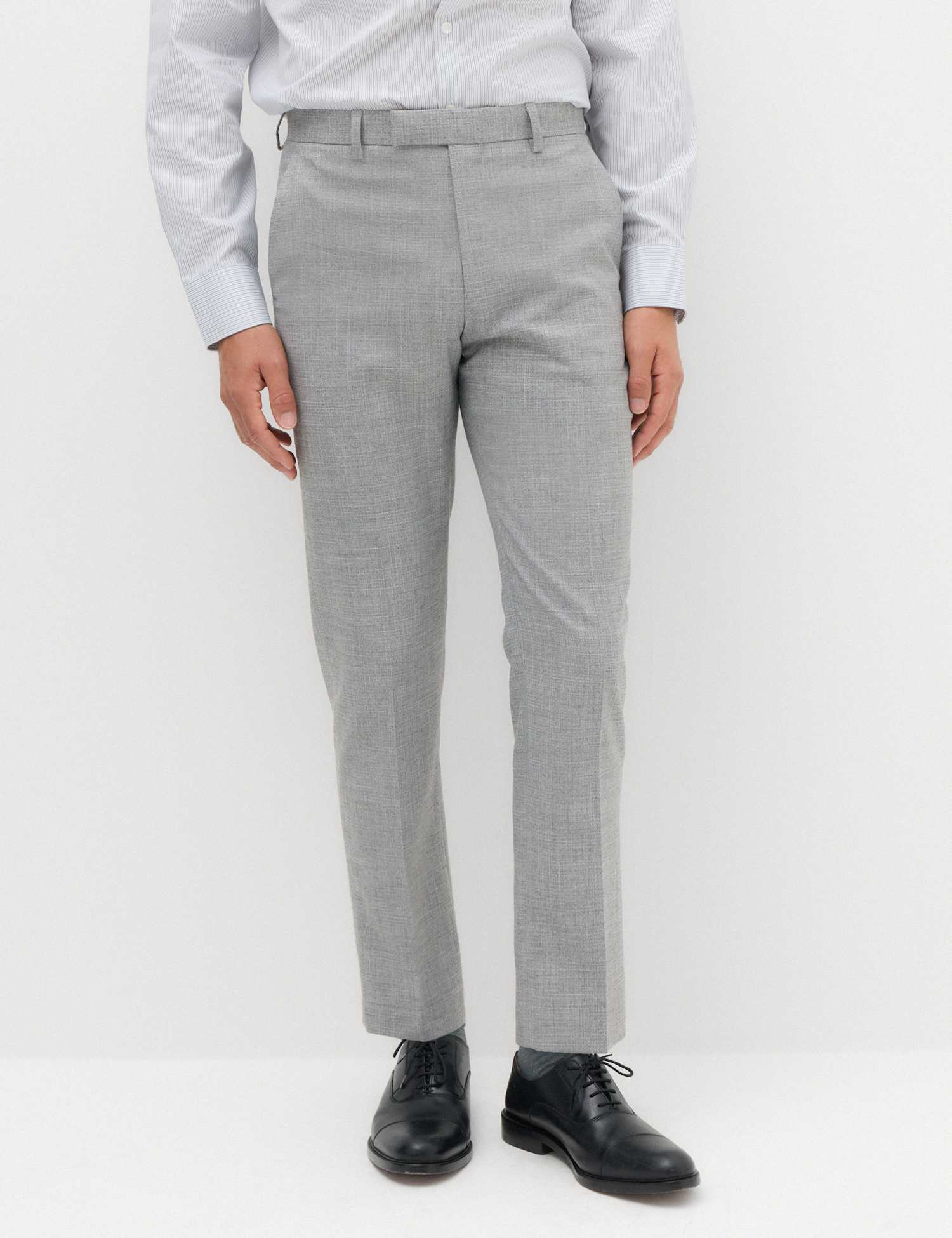 M&S Regular Fit Textured Stretch Suit Trousers Light Grey