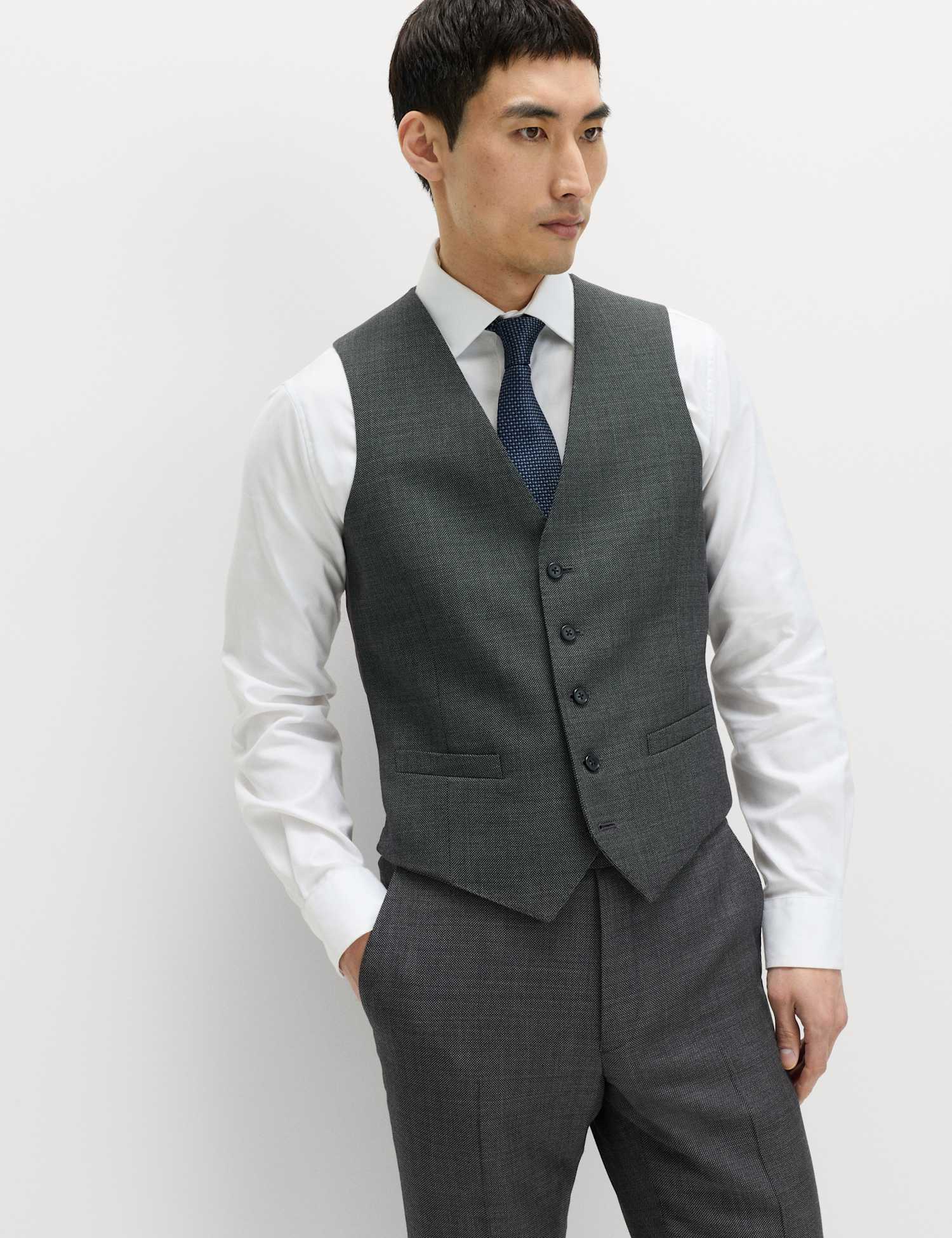 M&S SARTORIAL Premium Pure Wool Waistcoat Charcoal