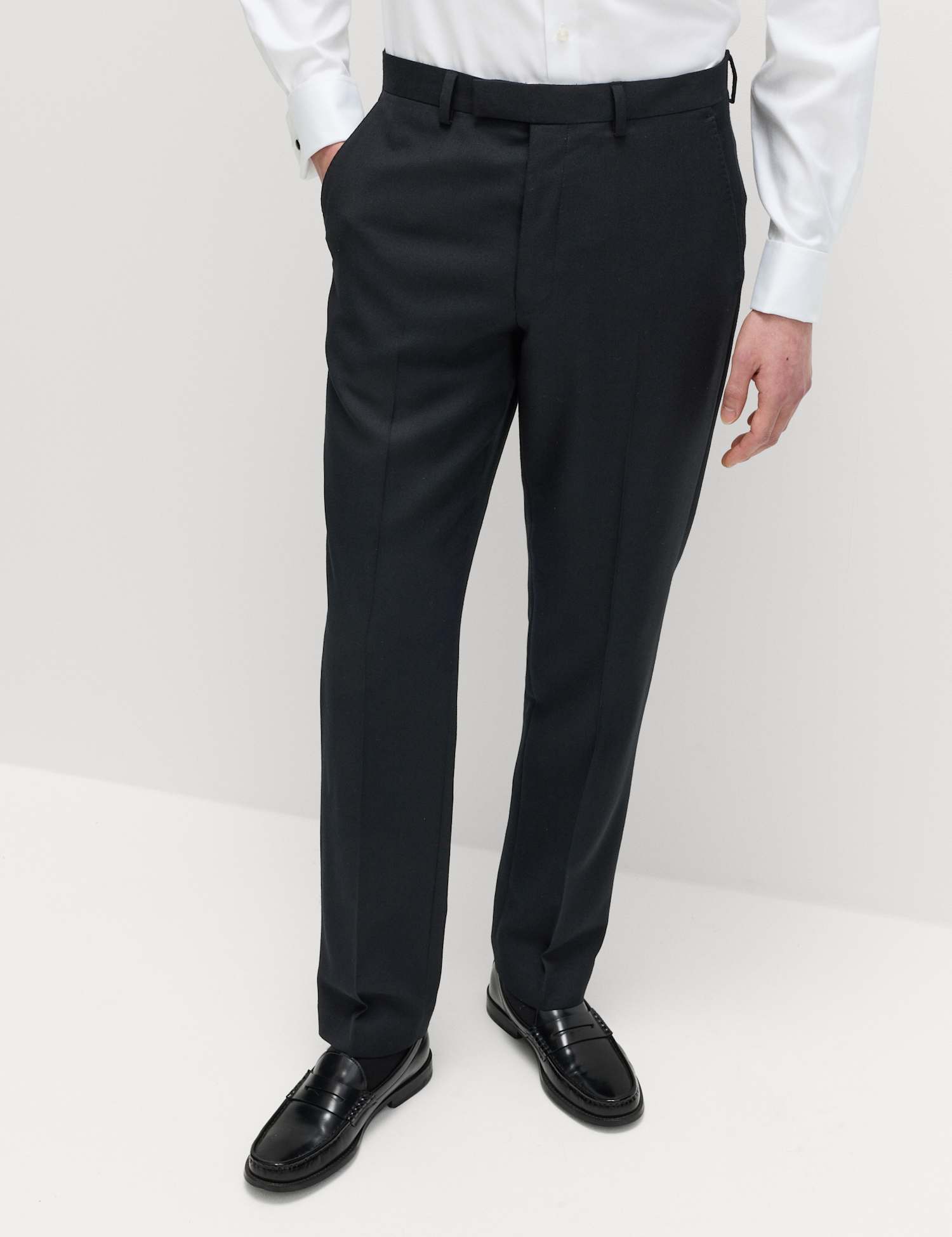 M&S SARTORIAL Regular Fit Premium Pure Wool Suit Trousers Black