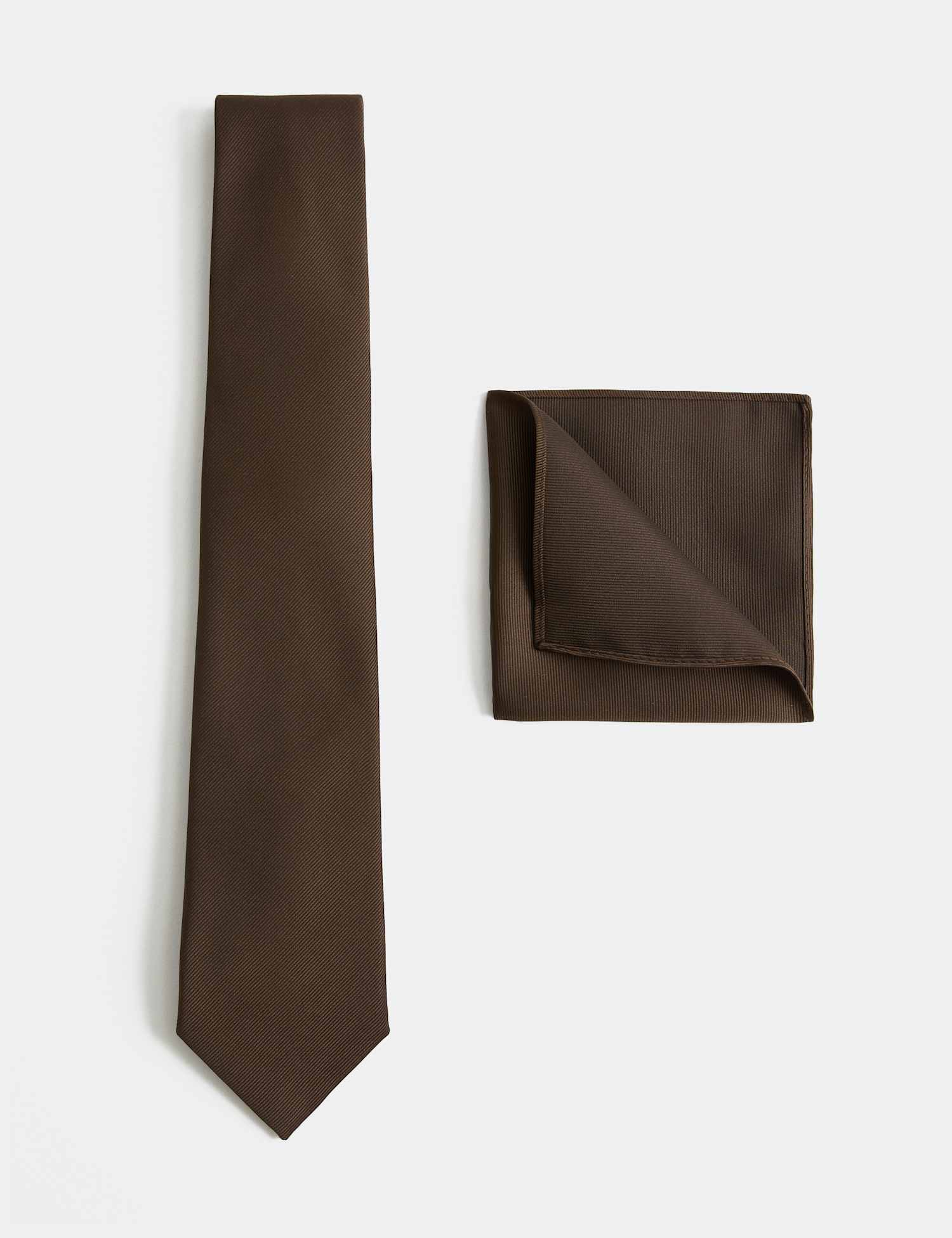 M&S Tie & Pocket Square Set Dark Brown