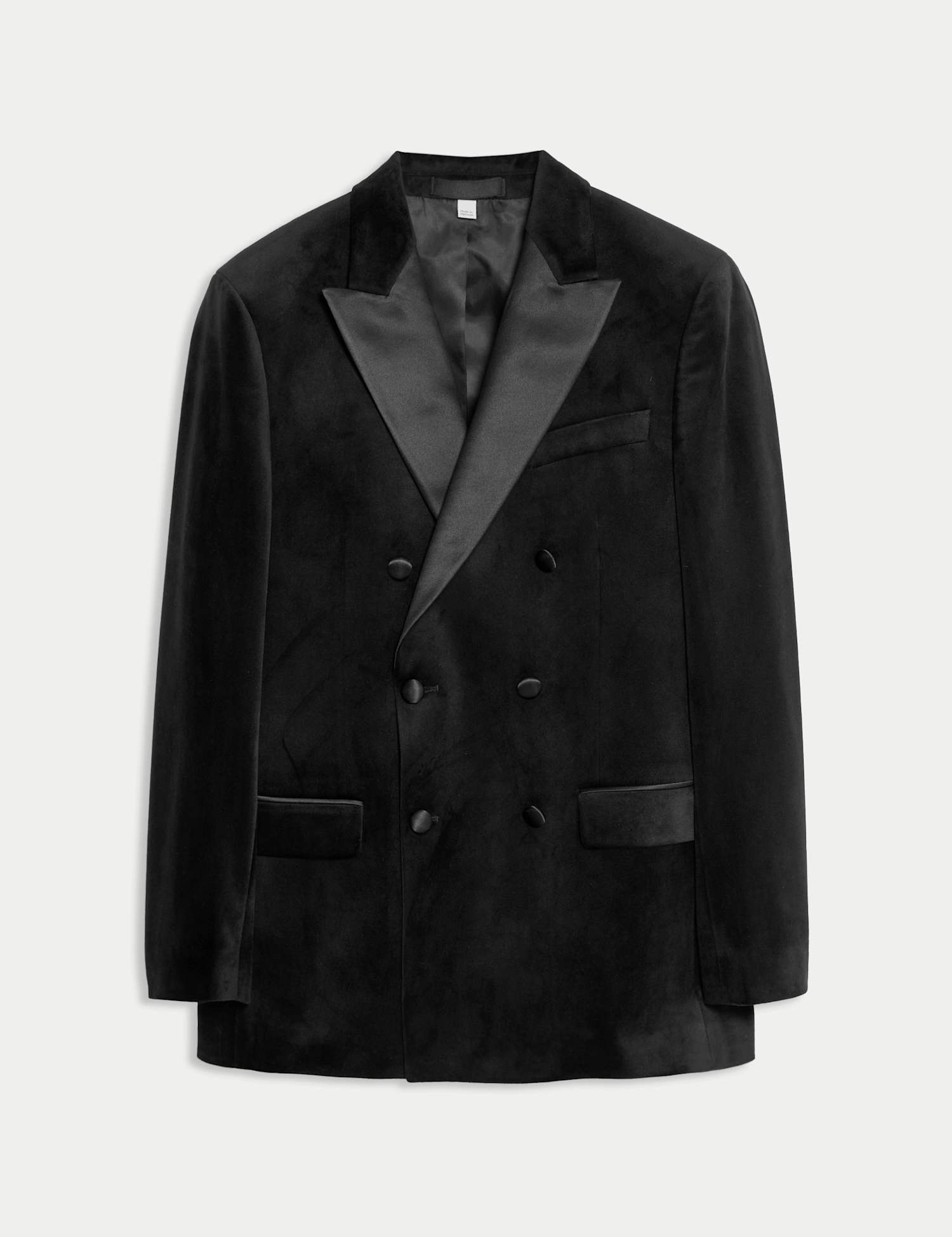 M&S Tailored Fit Velvet Suit Jacket Black