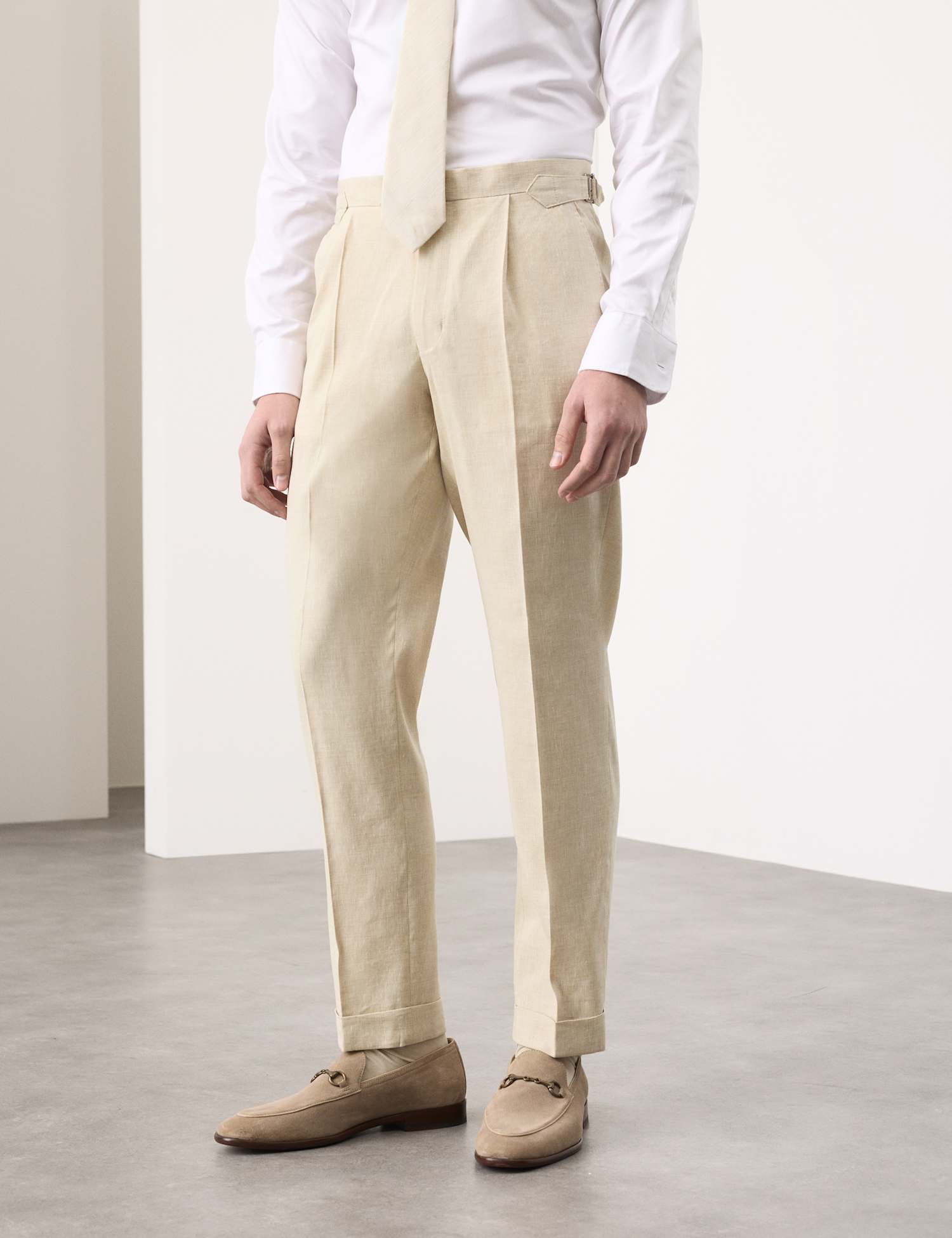 Autograph Tailored Fit Italian Performance Linen Blend Suit Trousers Stone