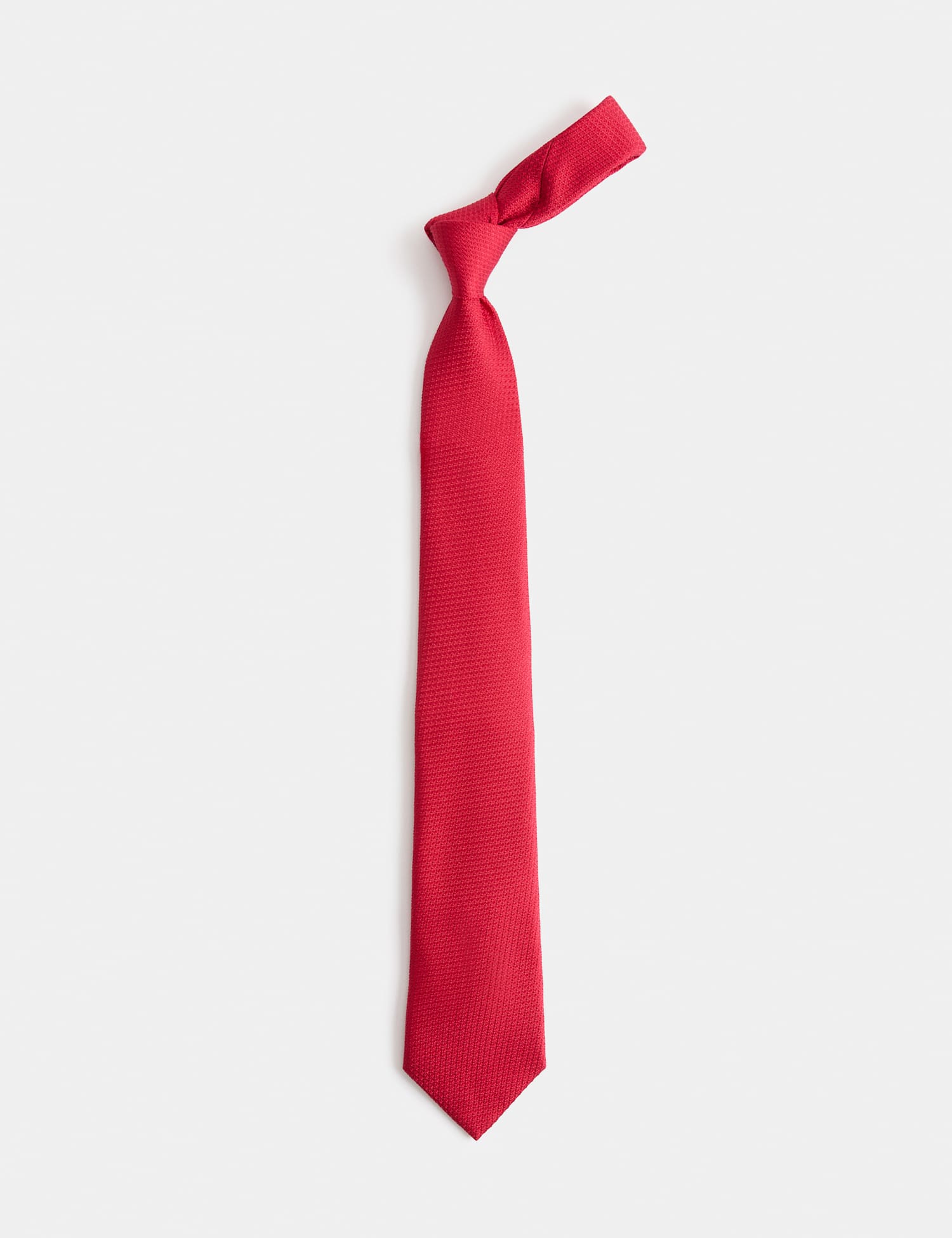 M&S SARTORIAL Textured Pure Silk Tie Red