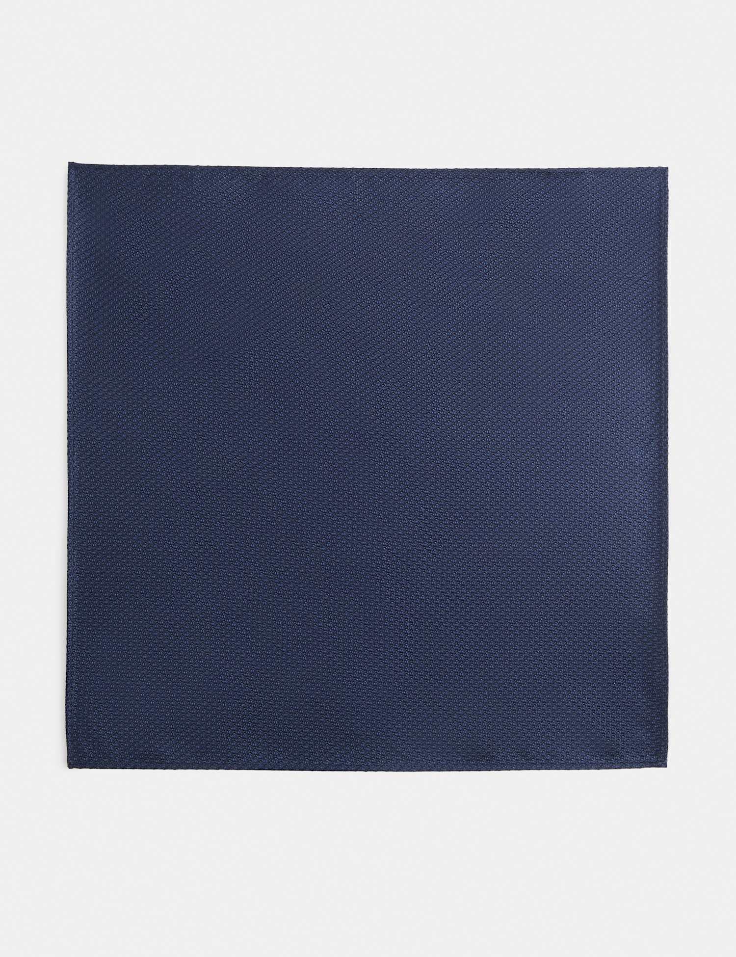 M&S SARTORIAL Textured Pure Silk Pocket Square Navy