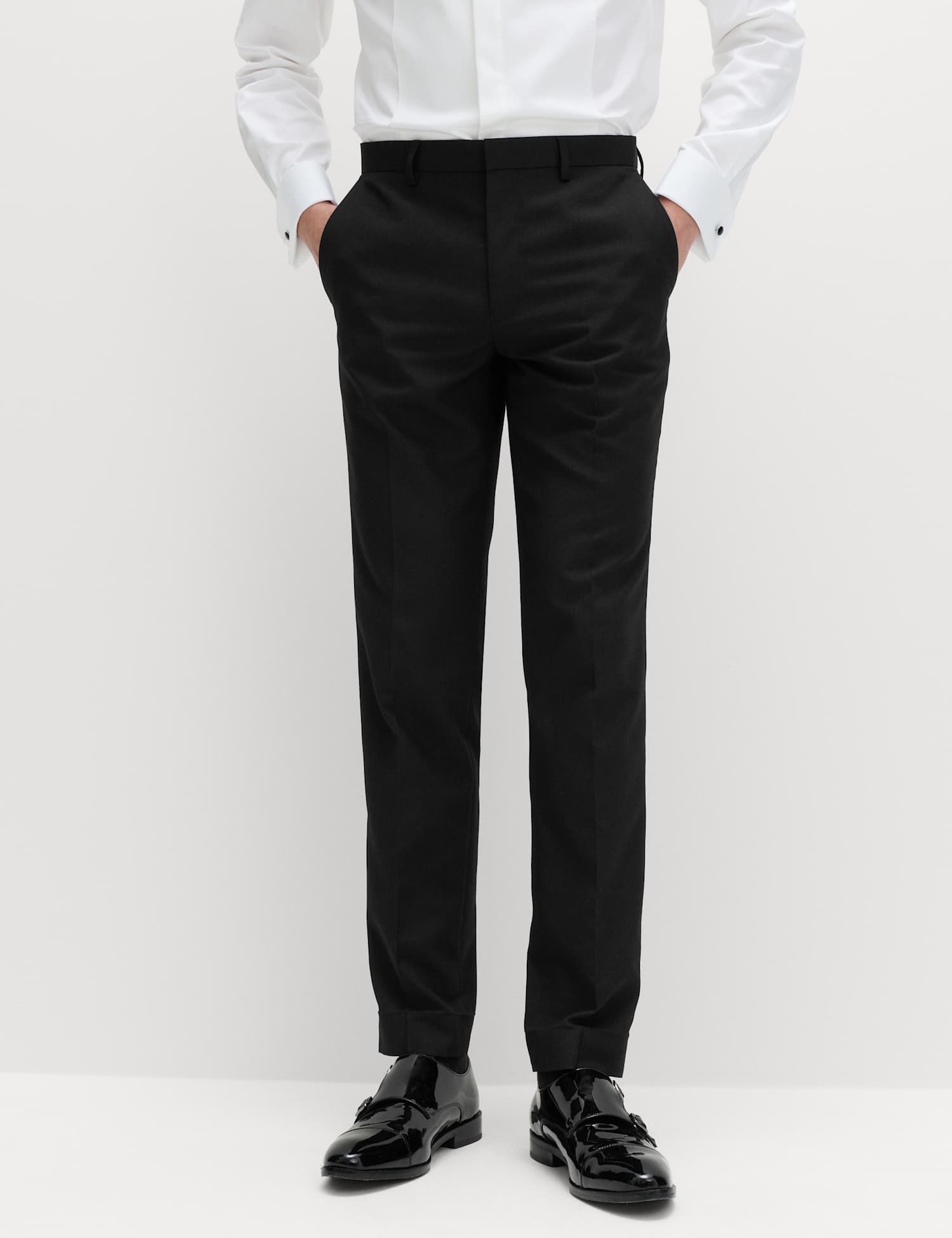M&S Slim Fit Tuxedo Trousers Black