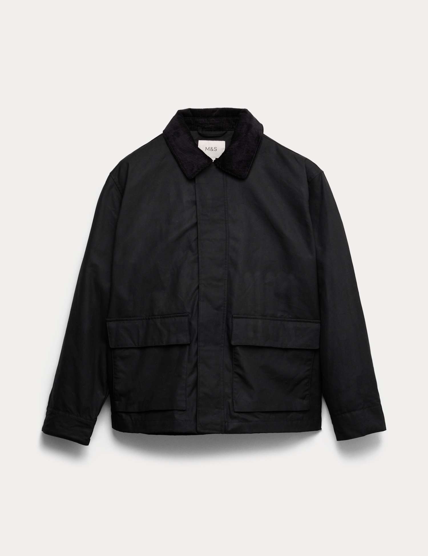 M&S Pure Cotton Wax Jacket Black