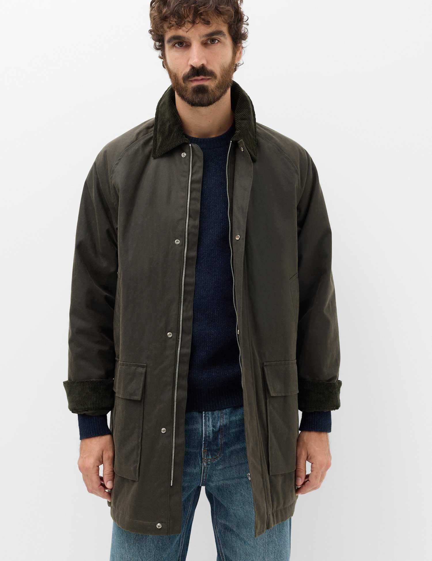 M&S Pure Cotton Wax Jacket Dark Khaki