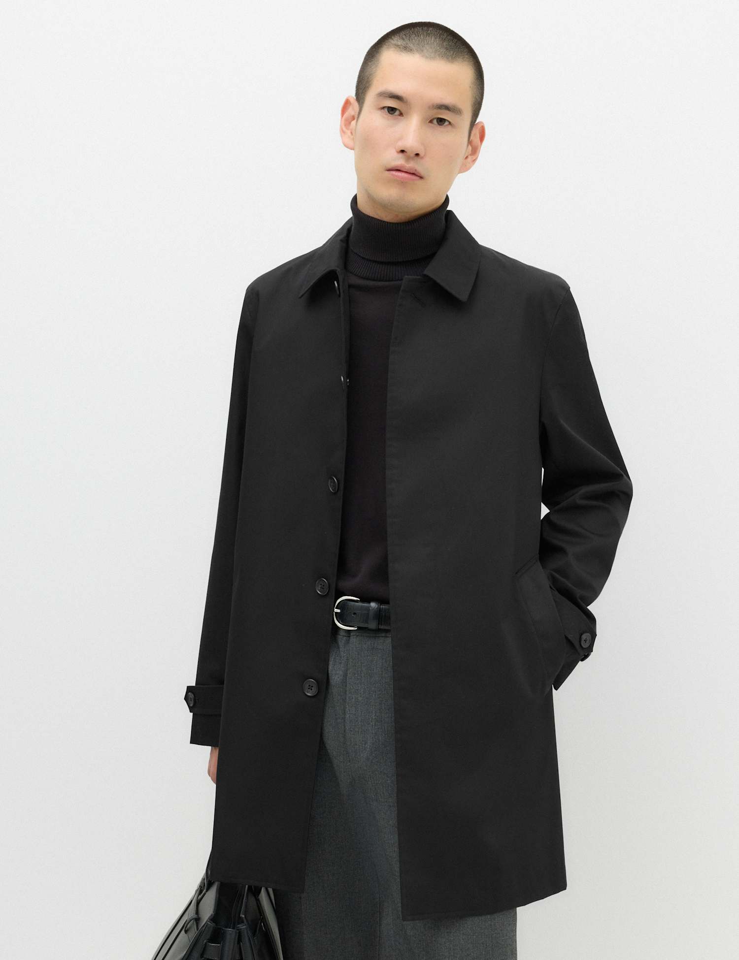 M&S Cotton Blend Car Coat Mac Black