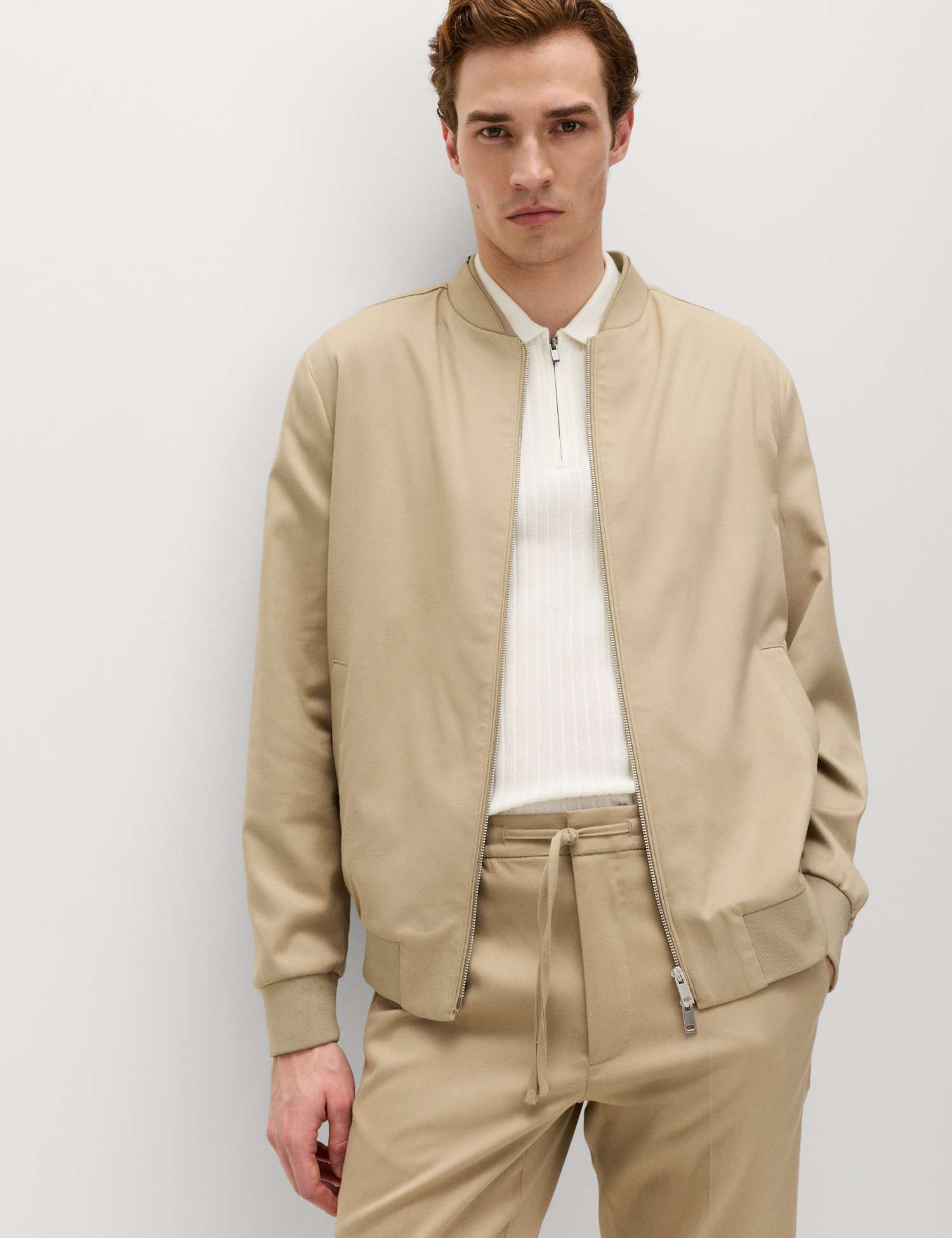 M&S Zip-Up Bomber Jacket Sand