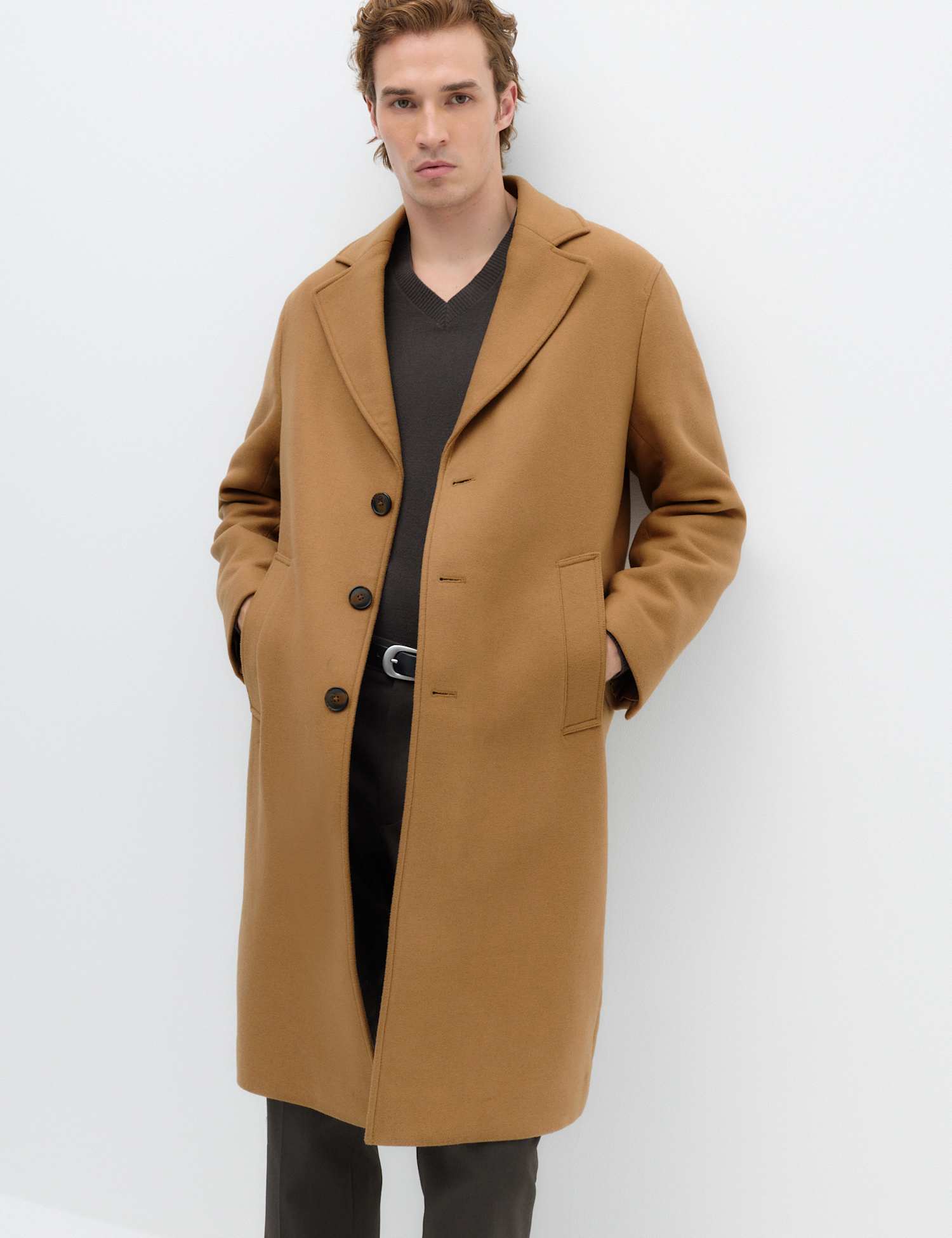 M&S Wool Blend Revere Coat Camel