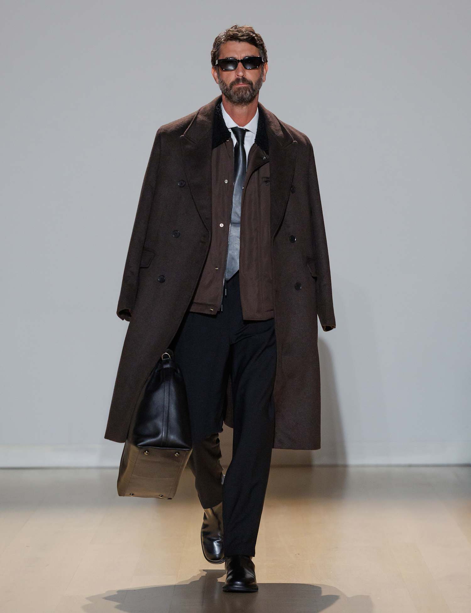 Autograph Wool Blend Double Breasted Overcoat Bitter Chocolate