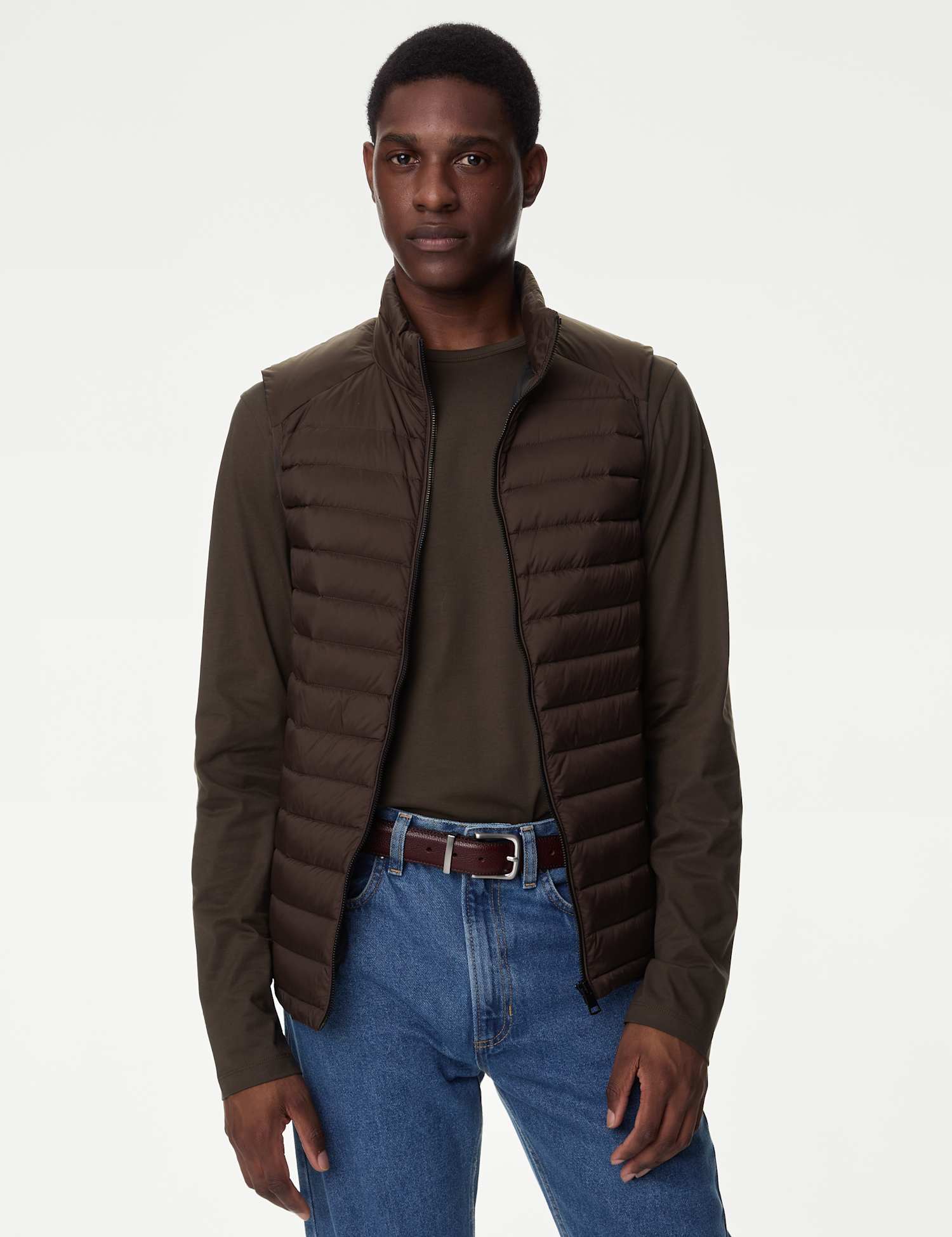 M&S Feather & Down Gilet Brown