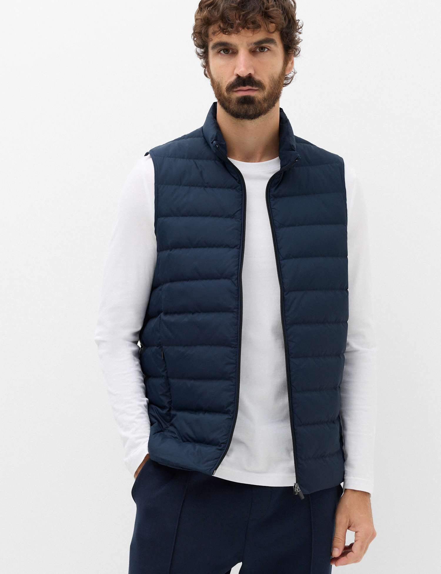 M&S Feather and Down Padded Lightweight Gilet Navy