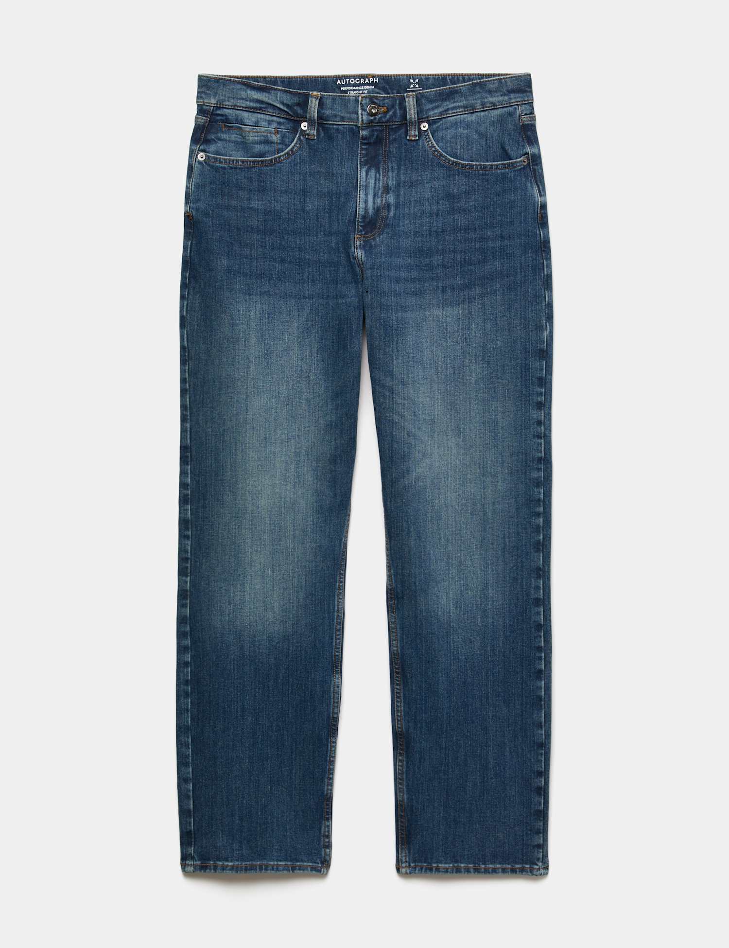 Autograph Straight Fit 360 Flex Stretch Jeans Mid Blue