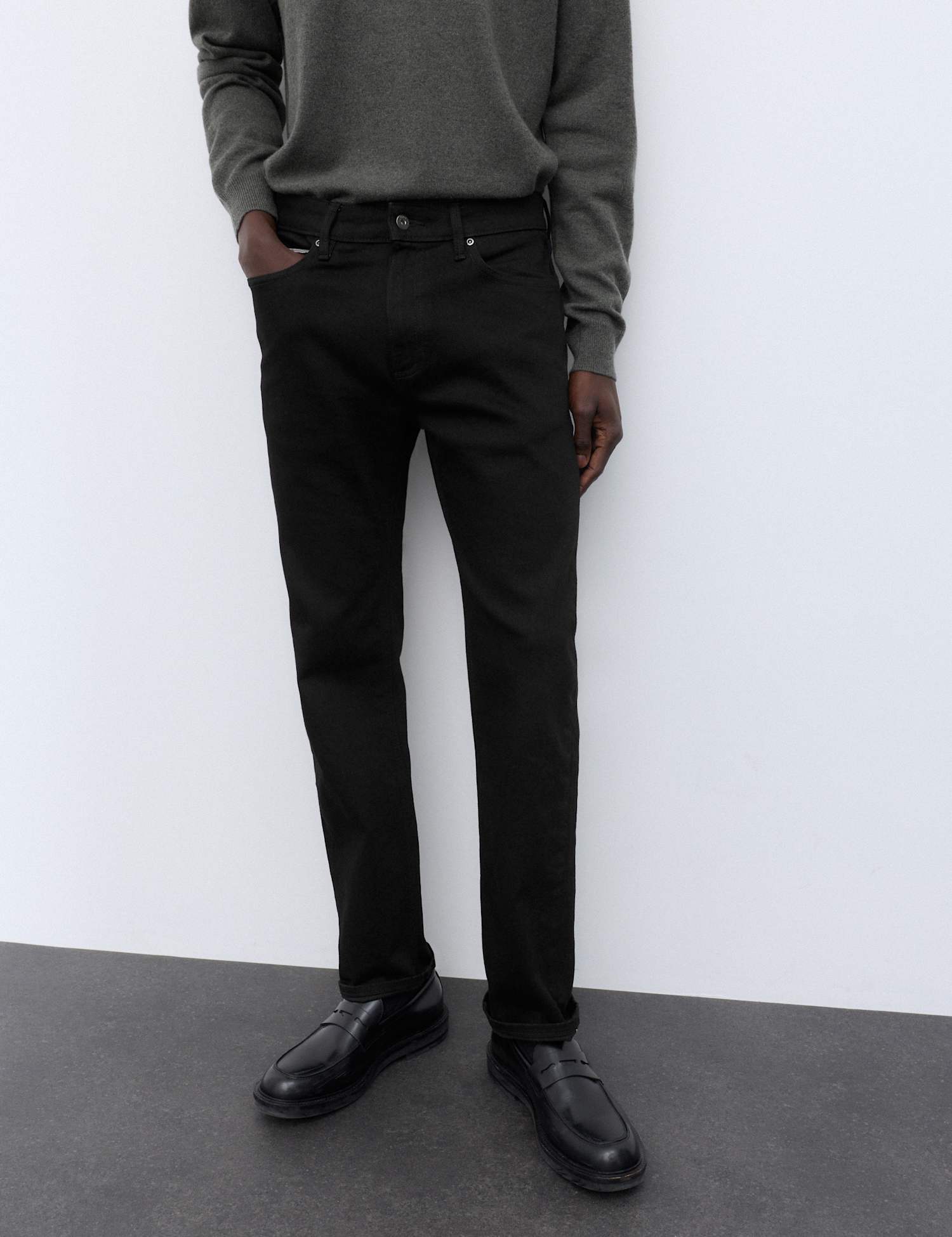 Autograph Straight Fit Japanese Selvedge Jeans Black