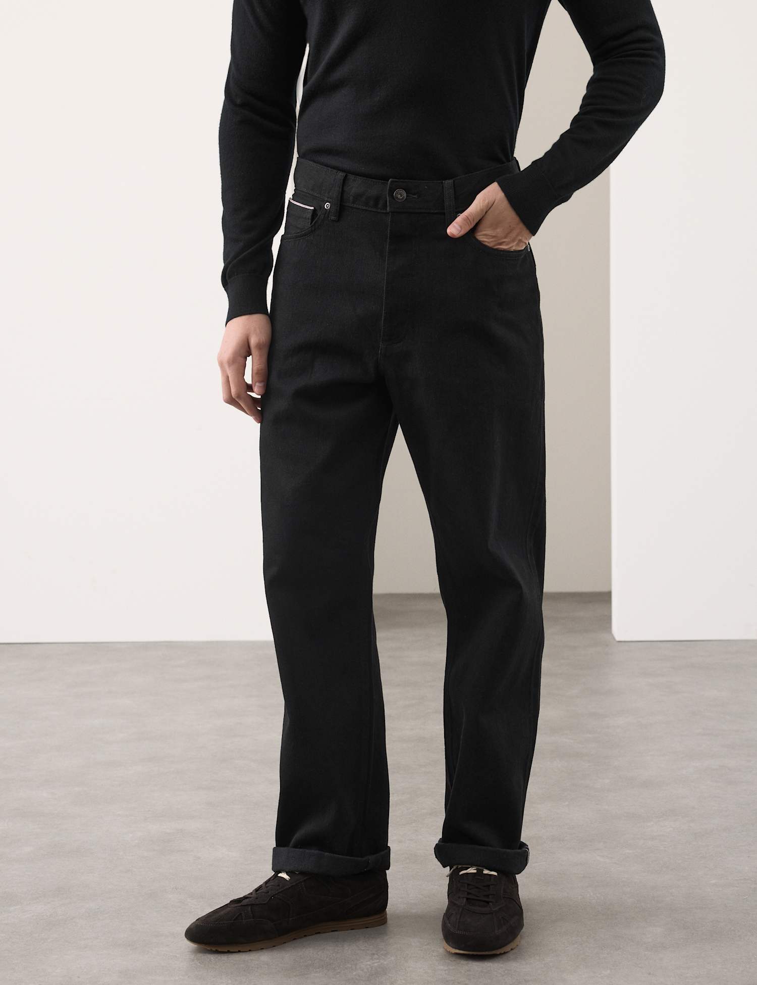 Autograph Loose Fit Pure Cotton Japanese Selvedge Jeans Black