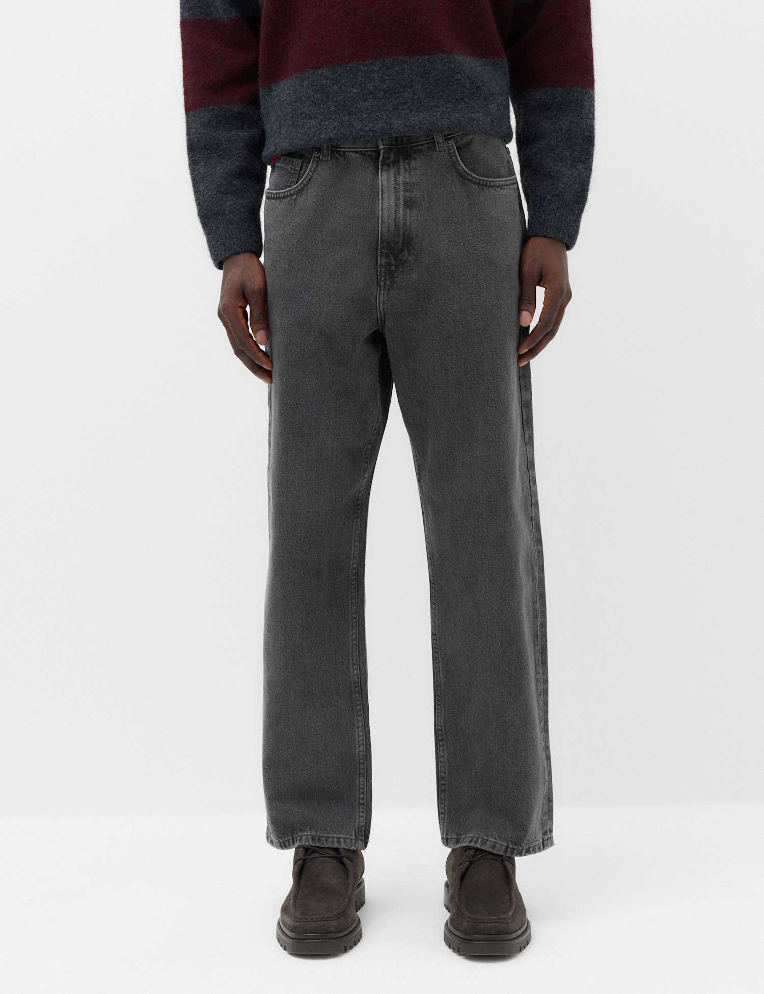 M&S Authentic Baggy Fit Rigid Jeans Grey