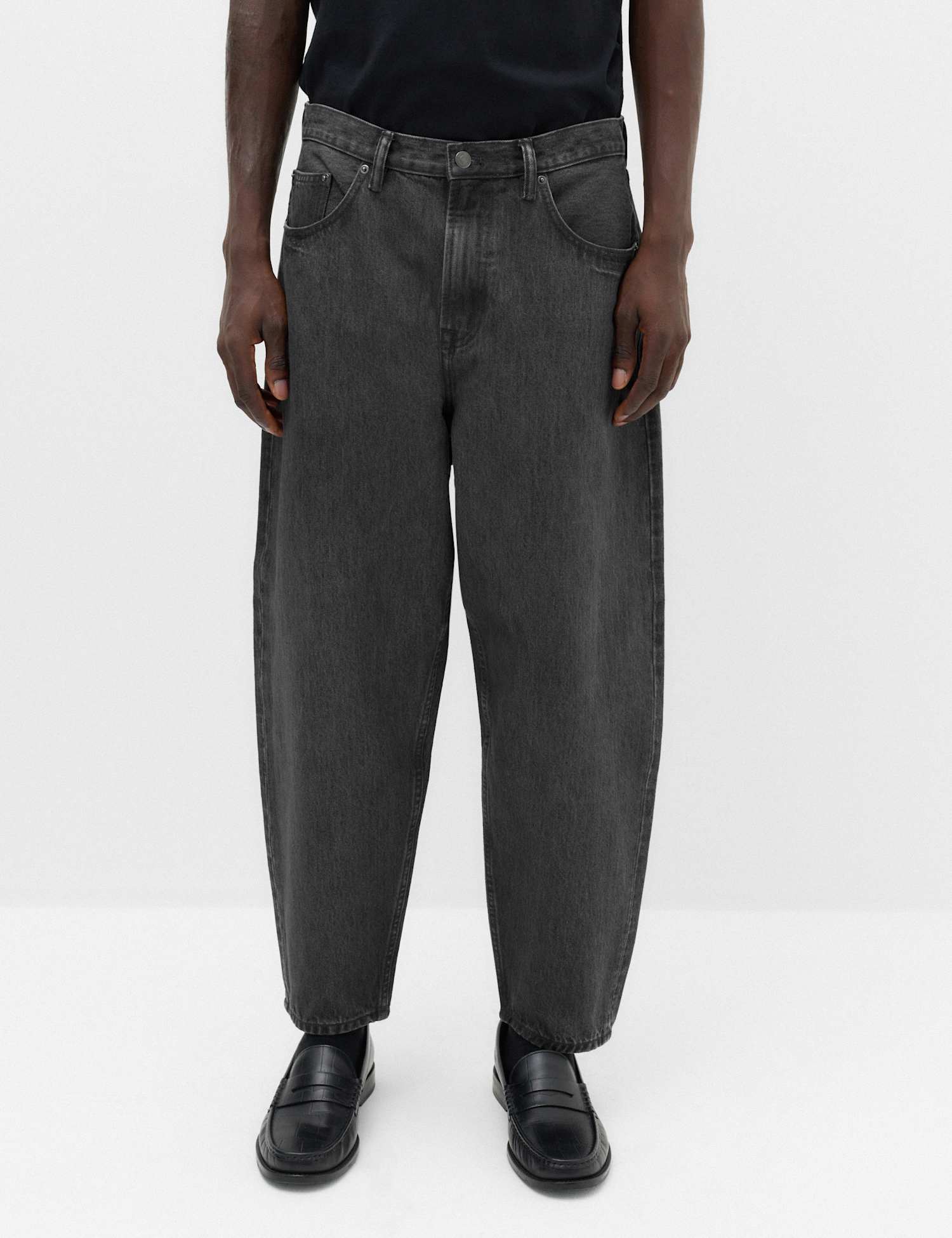 M&S Barrel Fit Authentic Rigid Jeans Black Denim