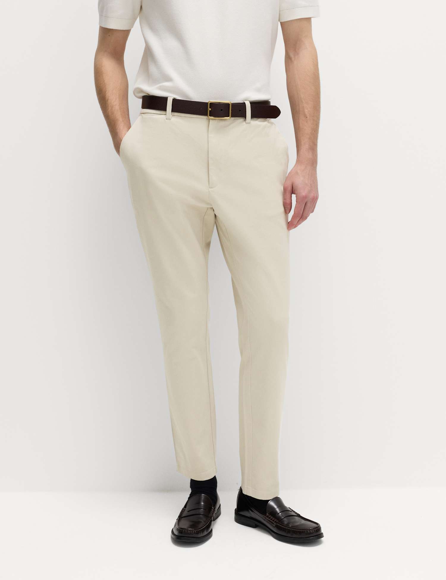 M&S The Ultimate Slim Fit Twill Chinos Medium Beige
