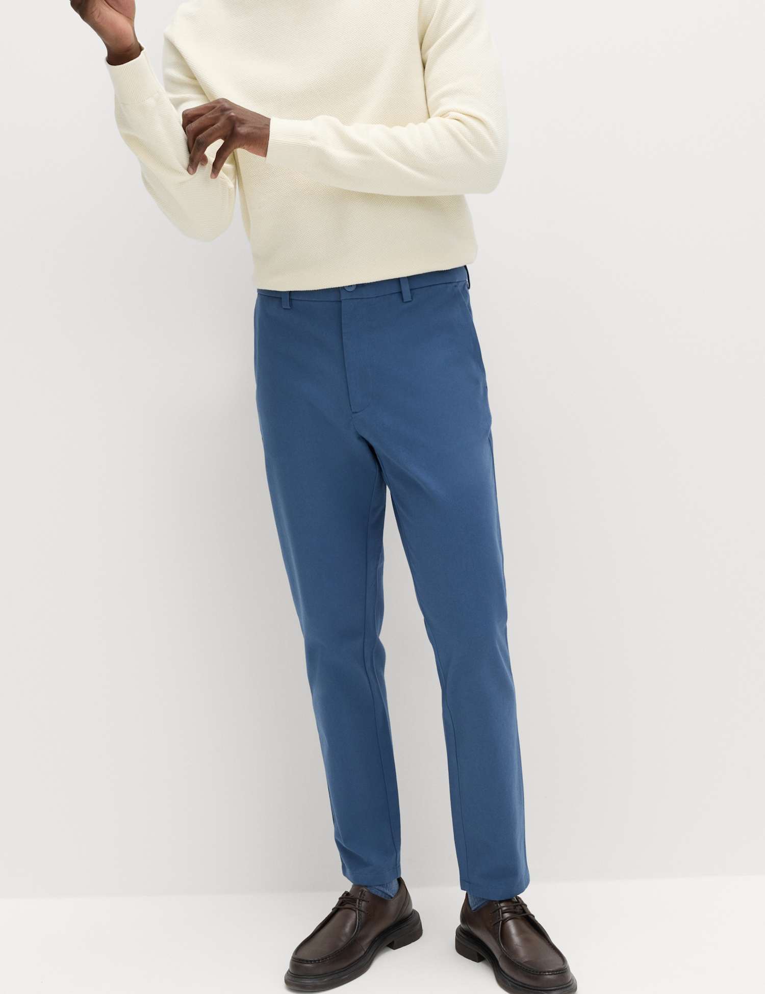 M&S The Ultimate Slim Fit Twill Chinos Chambray