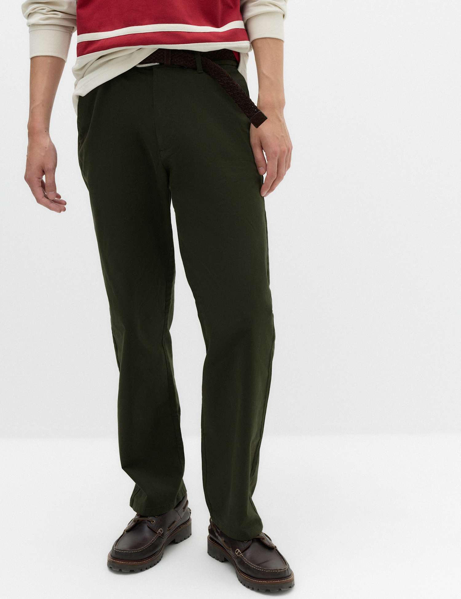 M&S Loose Fit Stretch Chinos Dark Khaki