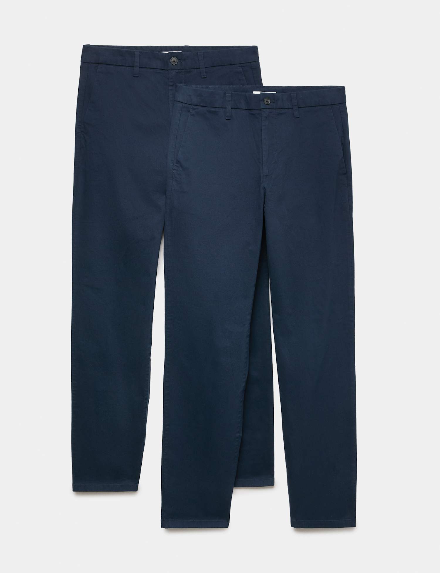 M&S 2 Pack Regular Fit Stretch Chinos Medium Navy