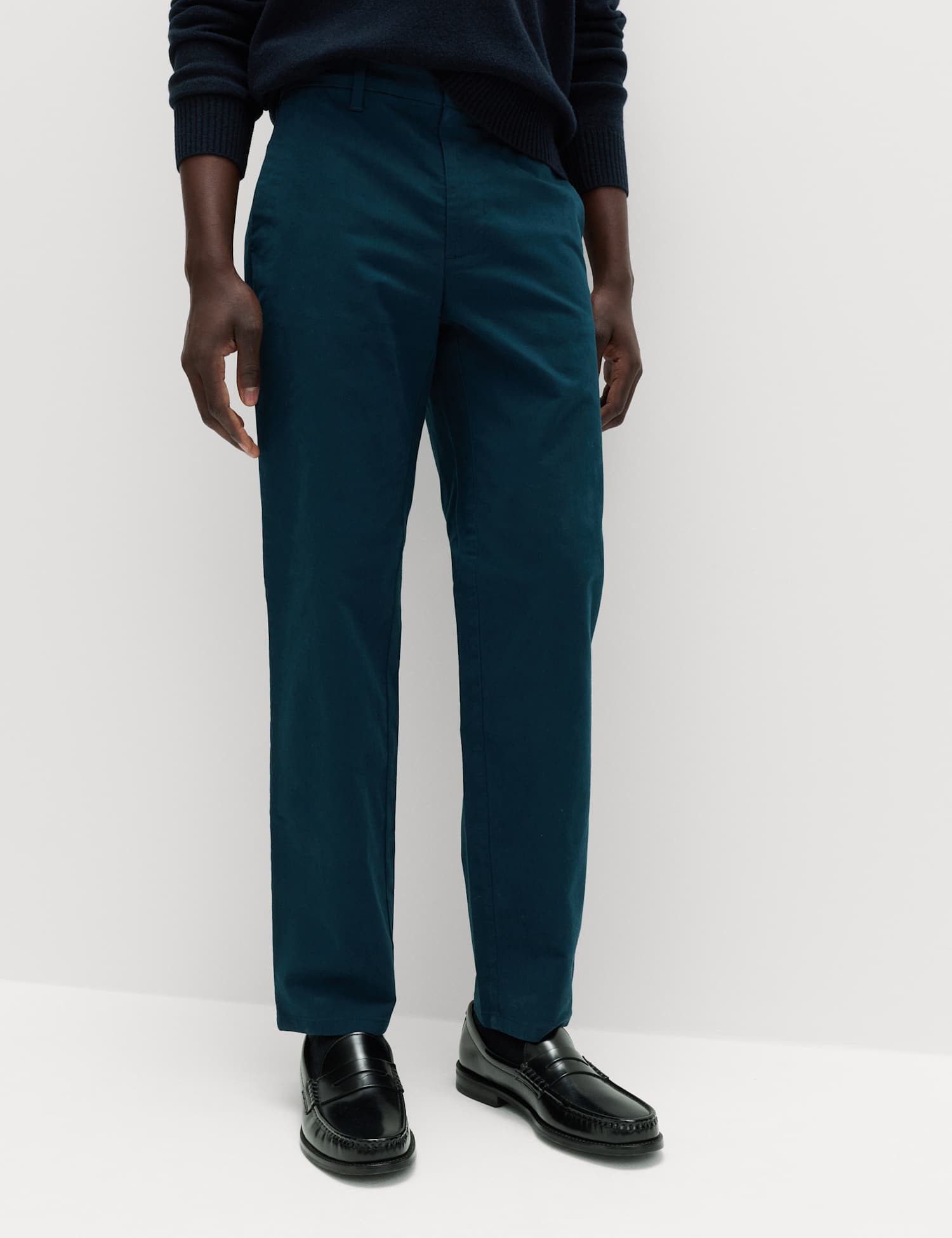 M&S Regular Fit Stretch Chinos Dark Petrol