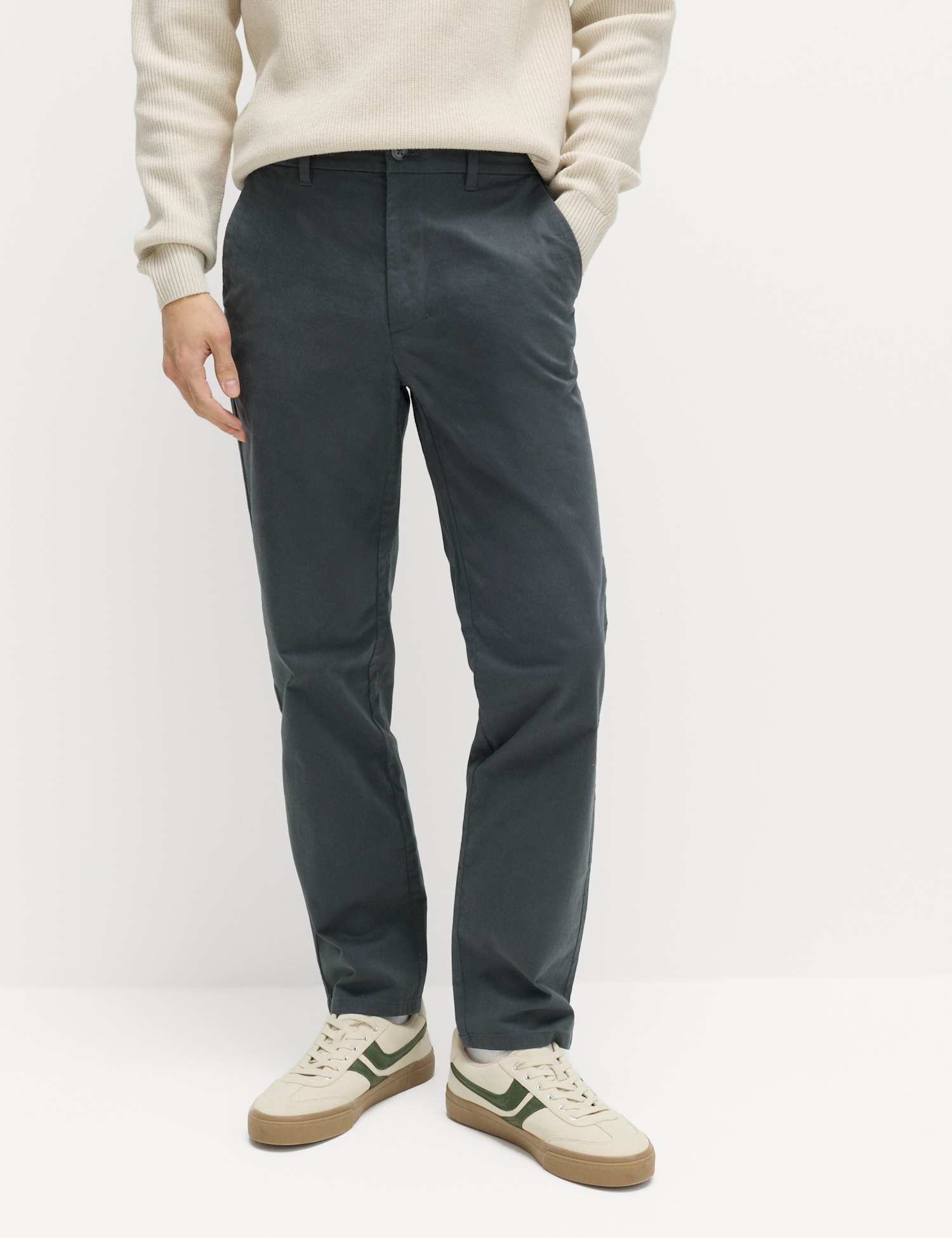 M&S Regular Fit Half Elasticated Waist Chinos Dark Pewter